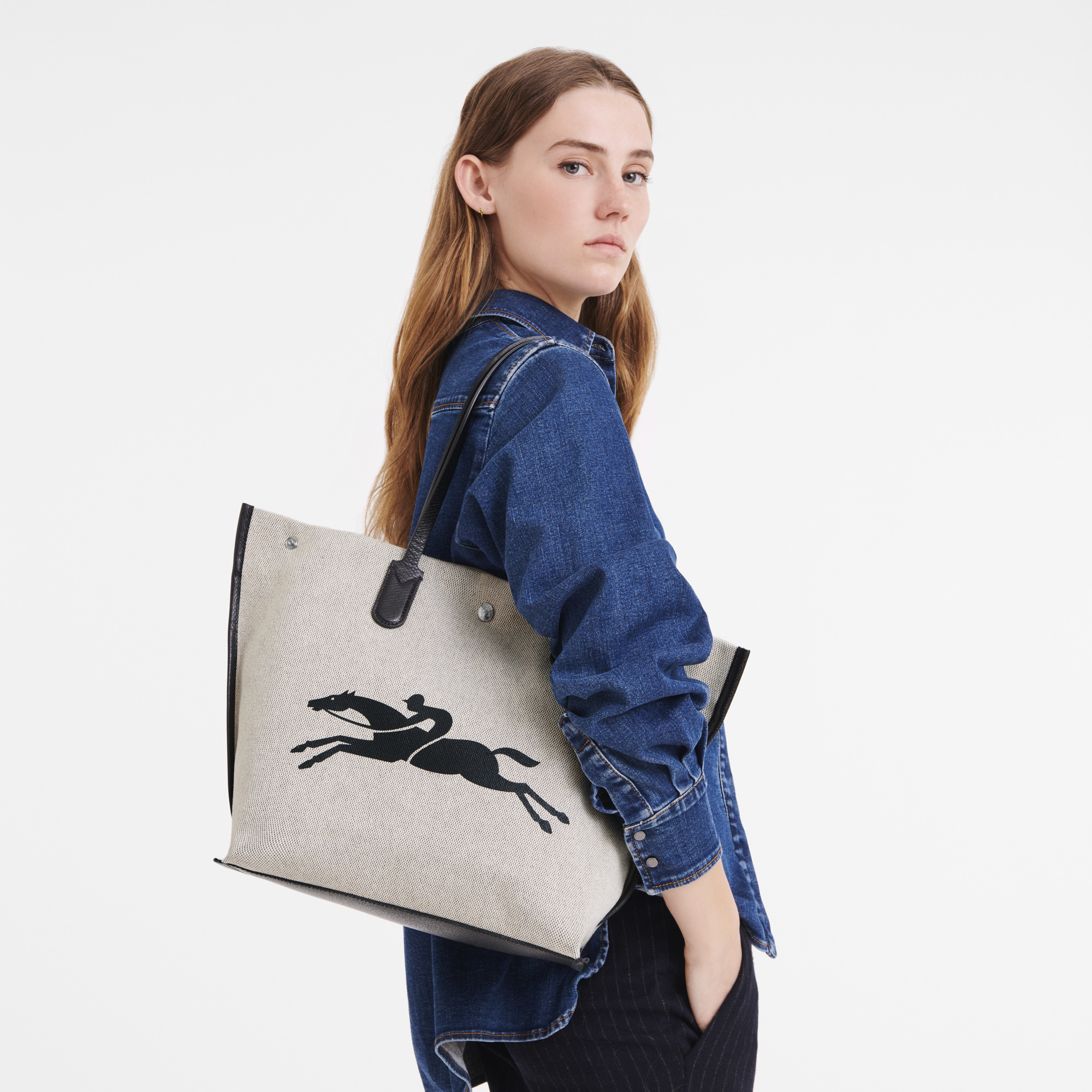 Roseau L Tote bag Ecru - Canvas - 5