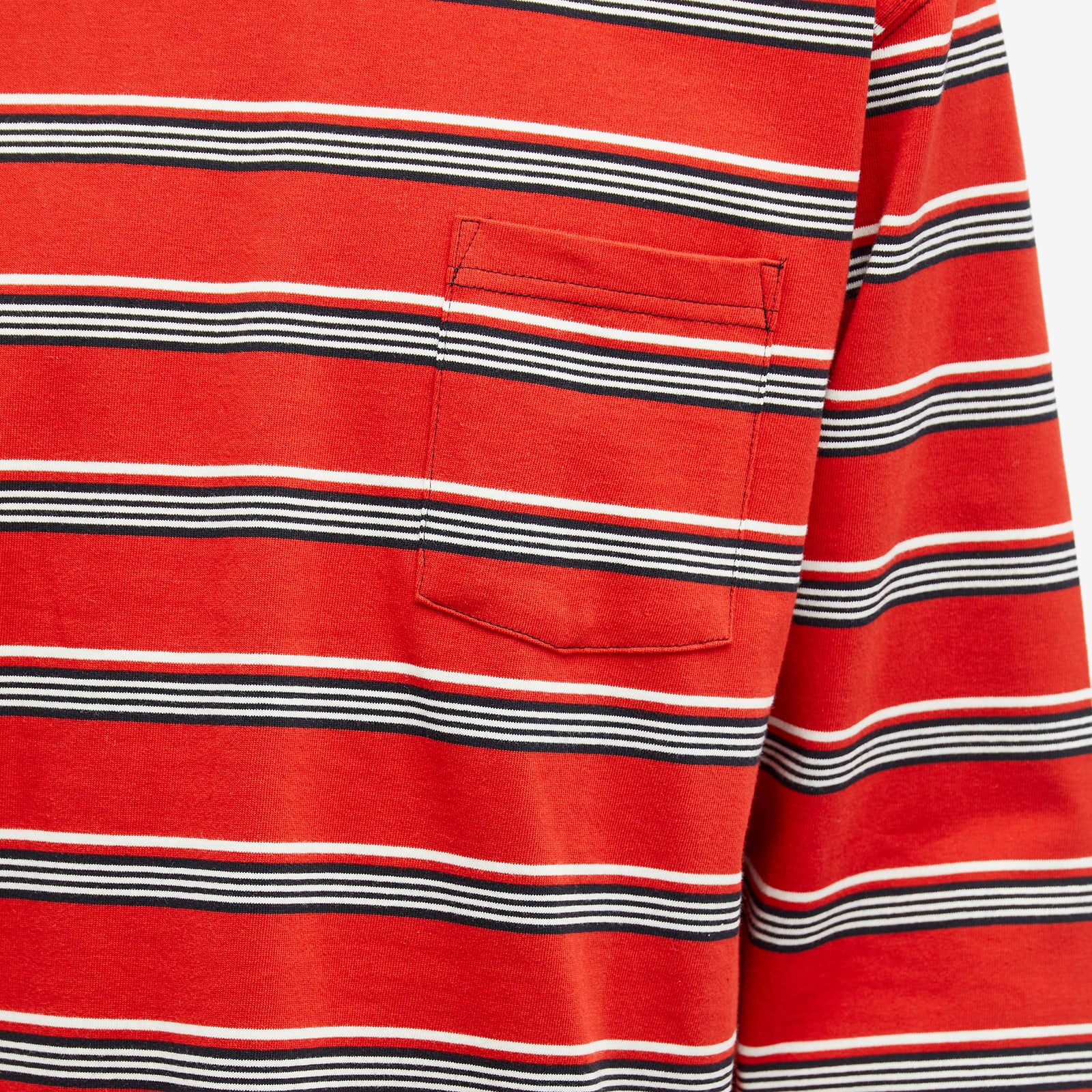Beams Plus Long Sleeve Multi Stripe Pocket T-Shirt - 5