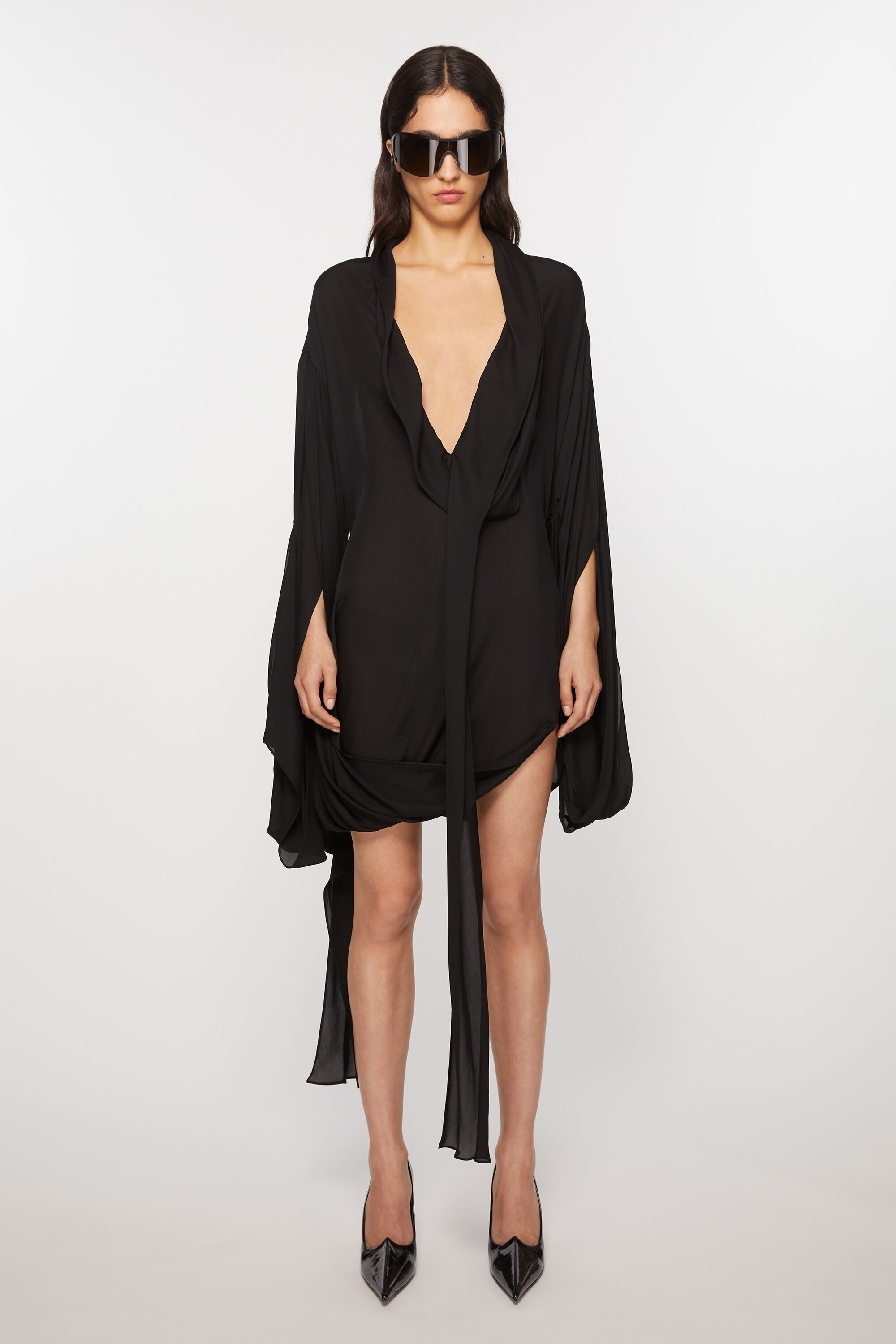 Dress draped scarf - Black - 2