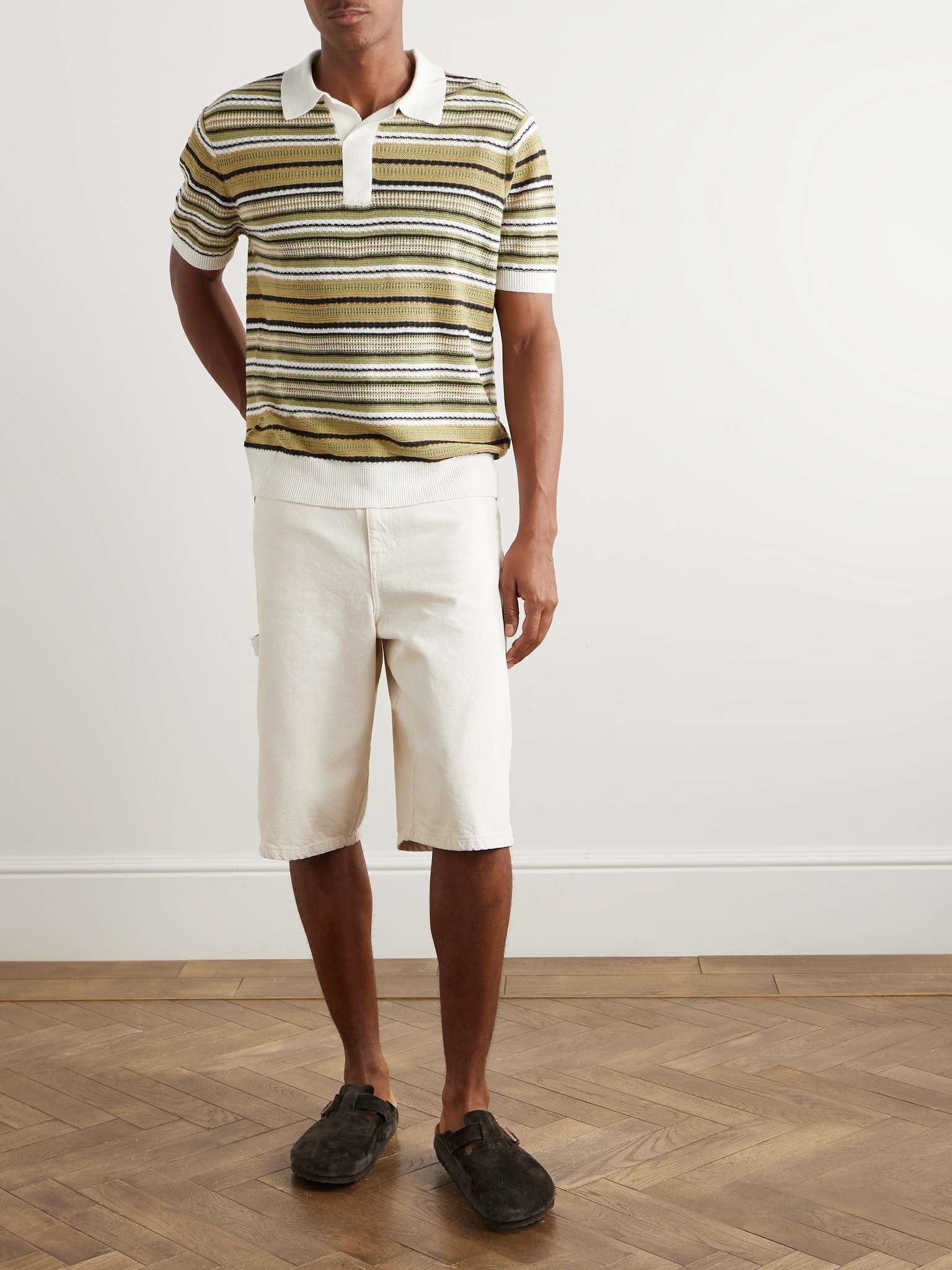 Noam 6689 Striped Linen Polo Shirt - 2