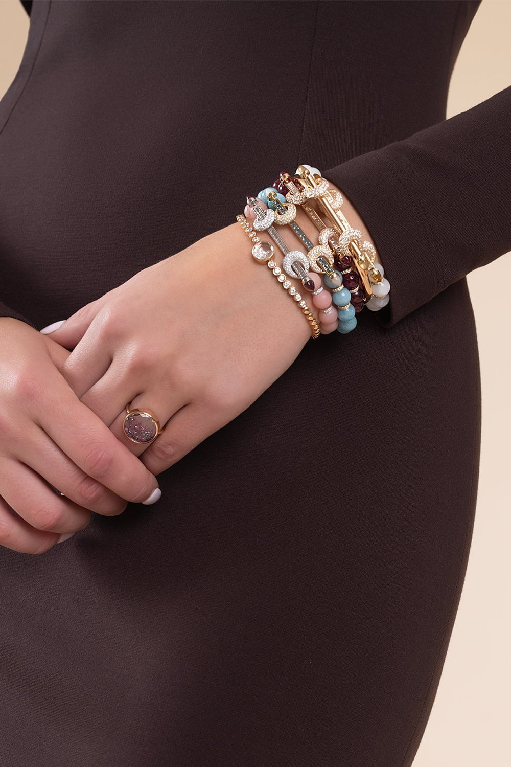 Pink Opal Diamond Chakra Bracelet - 3