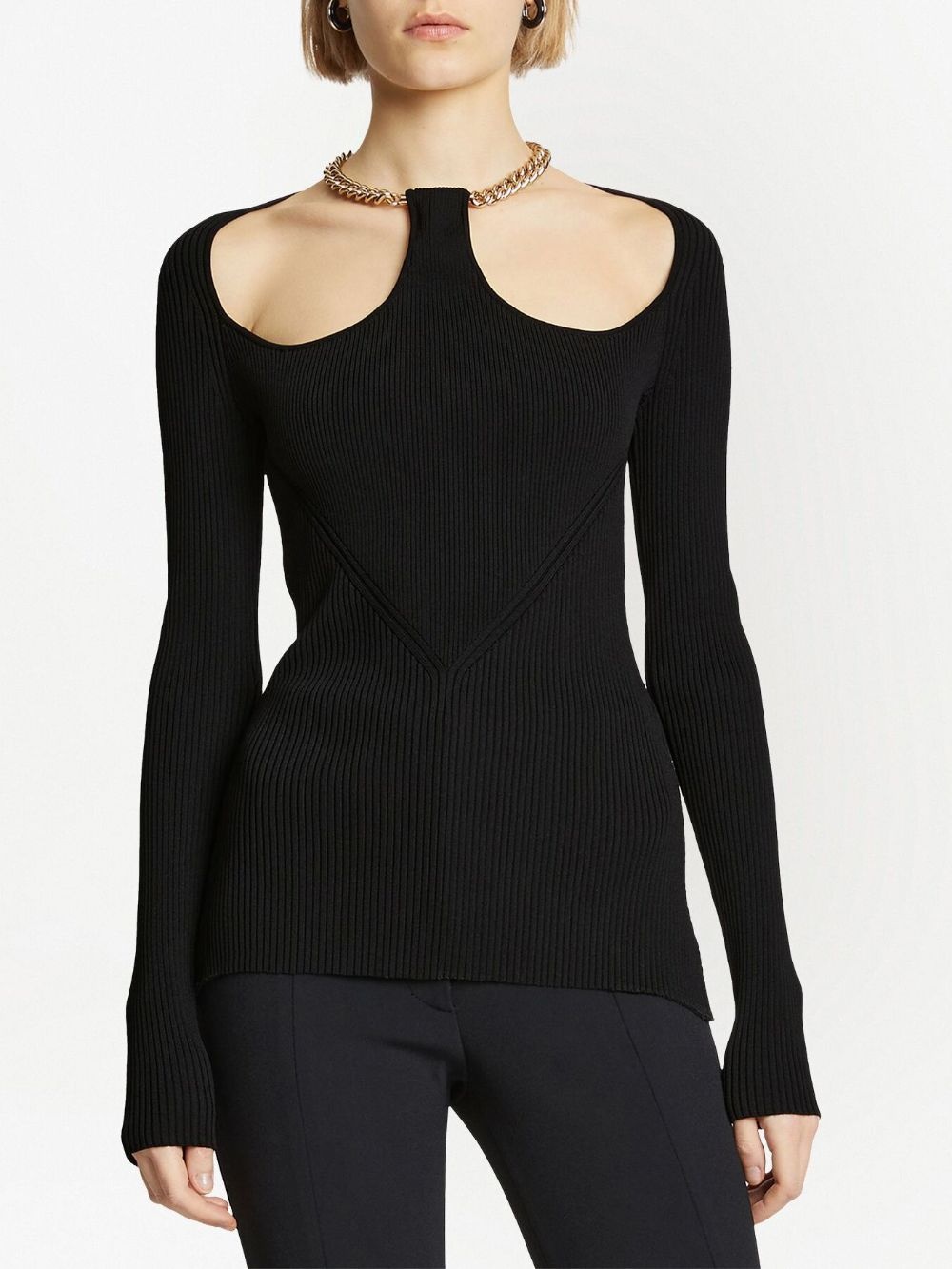chain-detail ribbed-knit jumper - 5