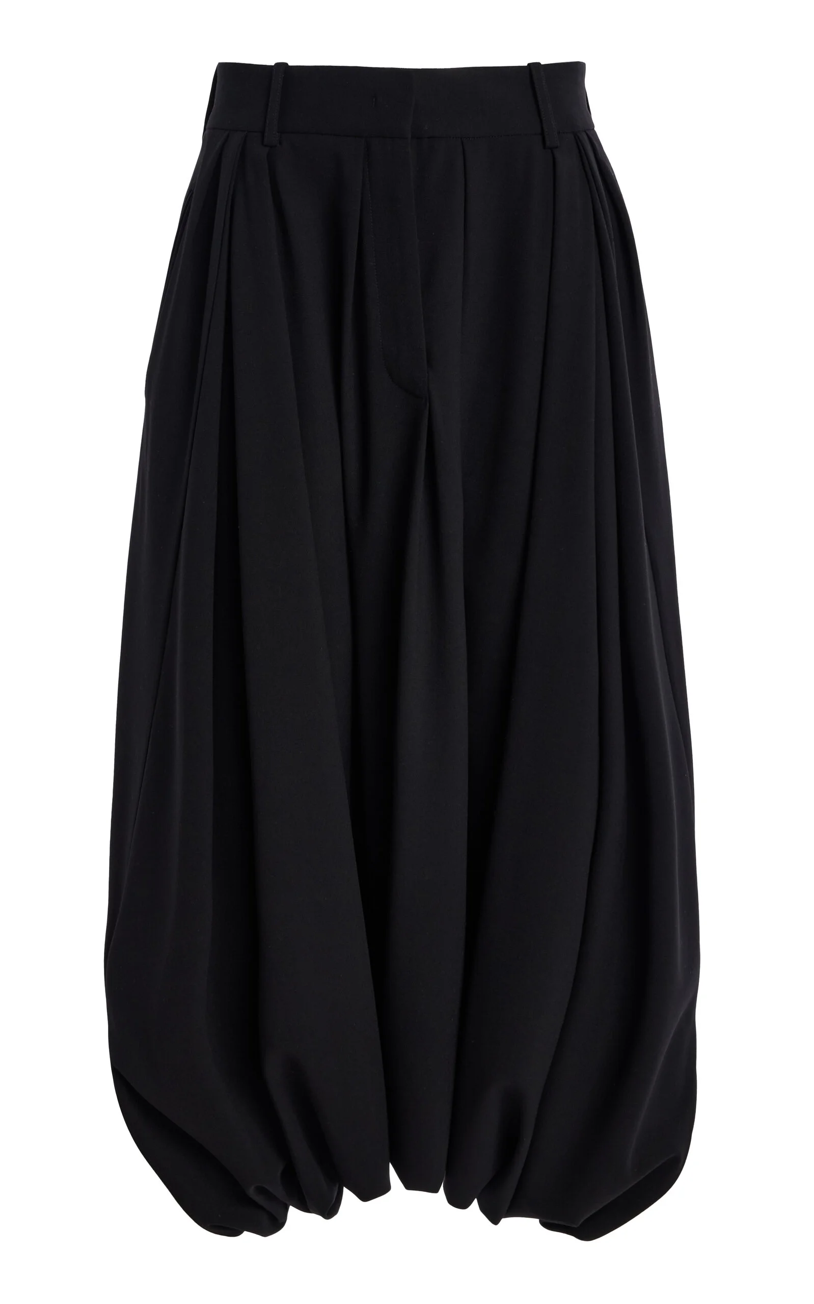 Draped Stretch-Tissue Wool Crepe Culottes black - 1