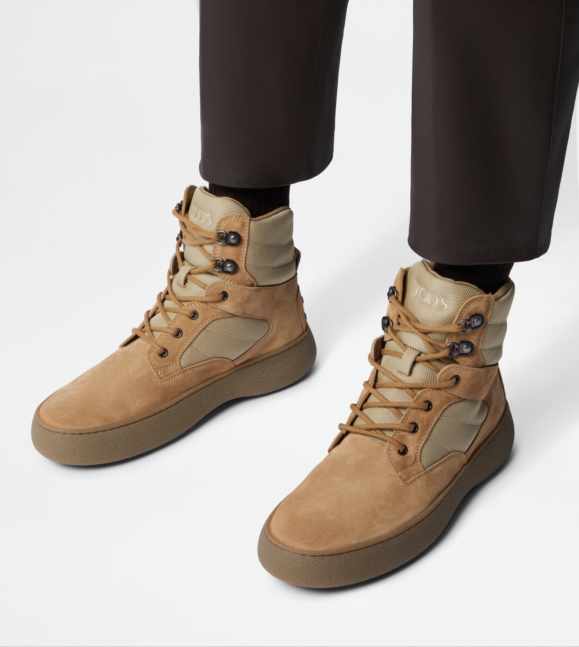 TOD'S W. G. LACE-UP ANKLE BOOTS IN SUEDE - BEIGE - 2
