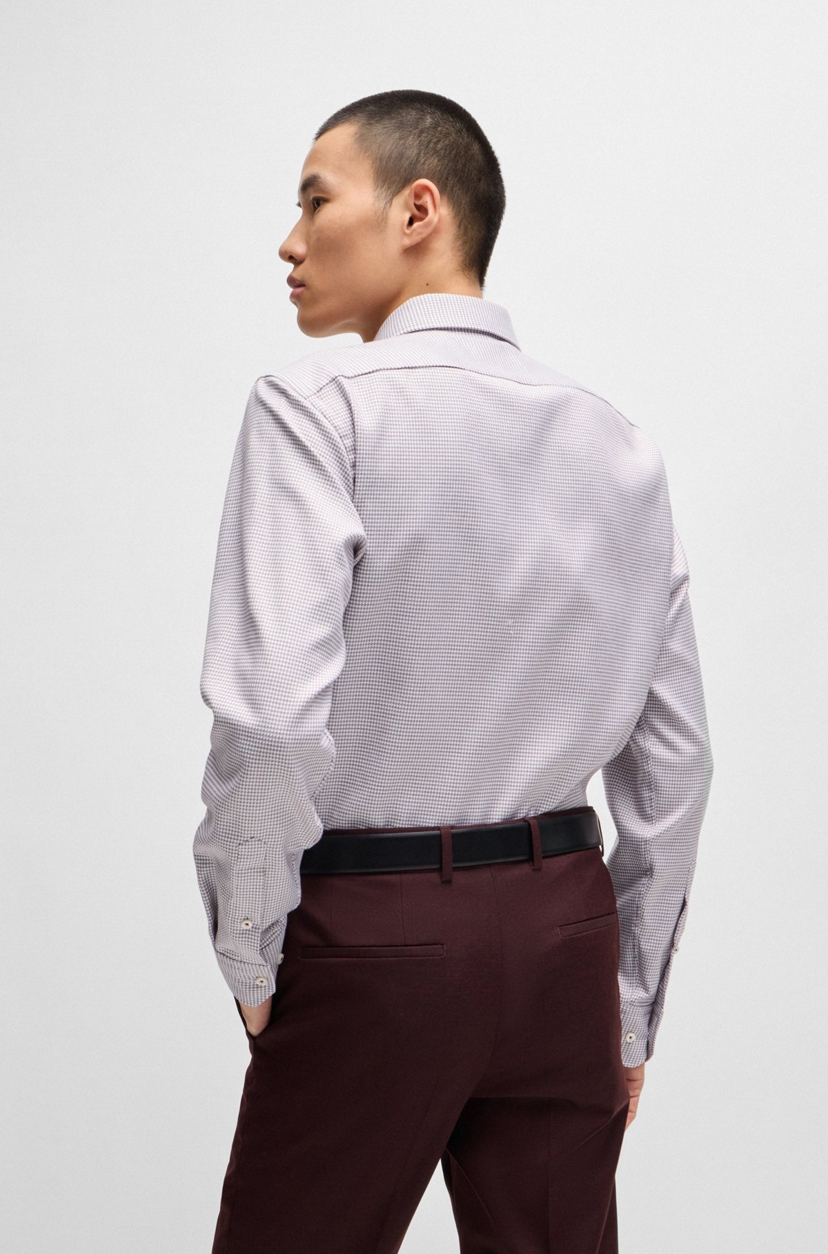 REGULAR-FIT SHIRT IN STRUCTURED COTTON TWILL - 5