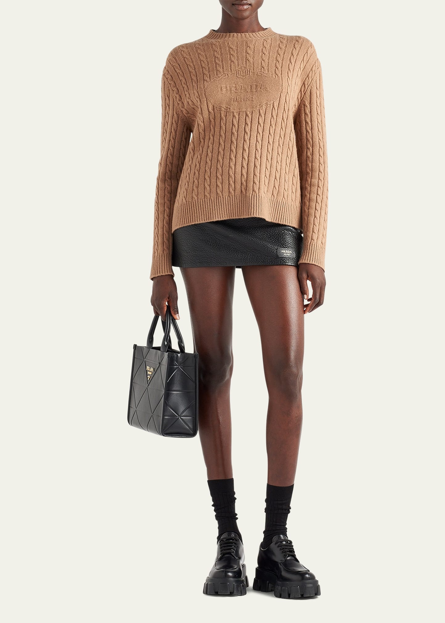 Embossed Logo Cable Cashmere Sweater - 2