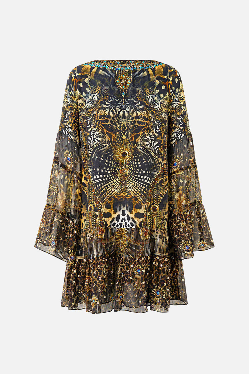 CAMILLA A-LINE GATHERED PANEL DRESS outlook