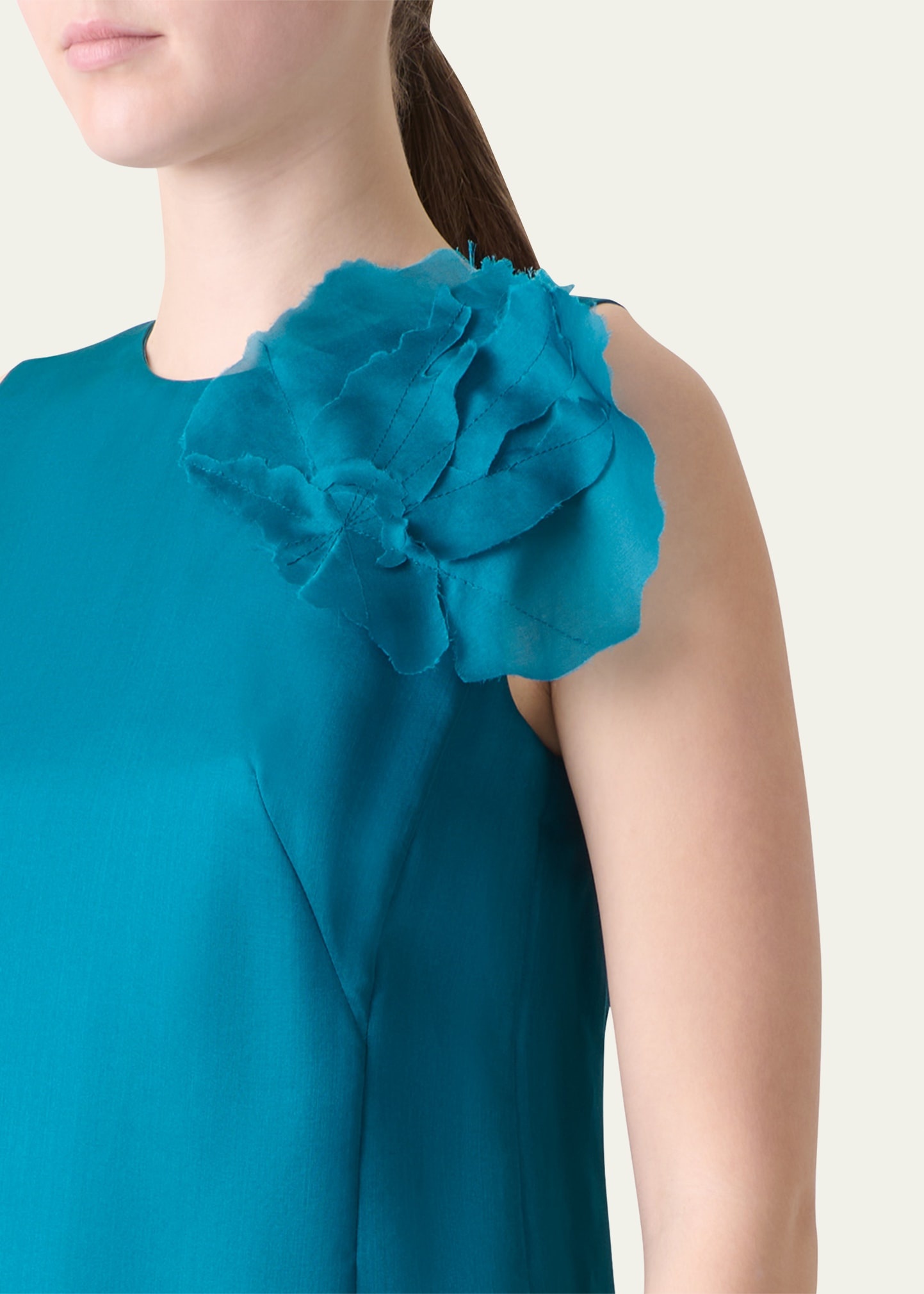 3D Anemone Corsage Silk Organza Dress - 5