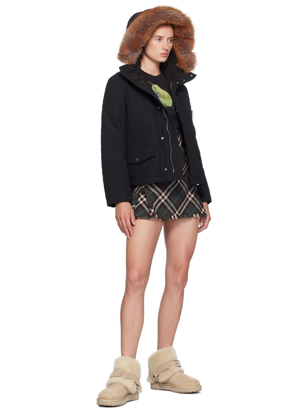 Gray Check Miniskirt - 4