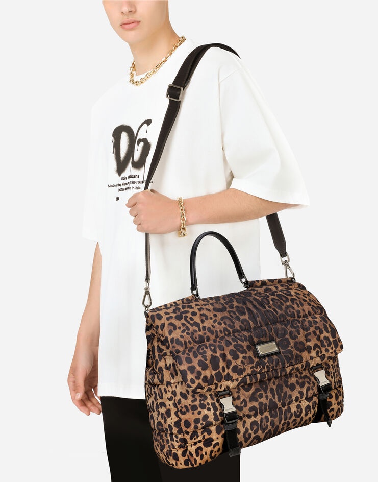 Leopard-print Sicily travel bag in quilted nylon - 2