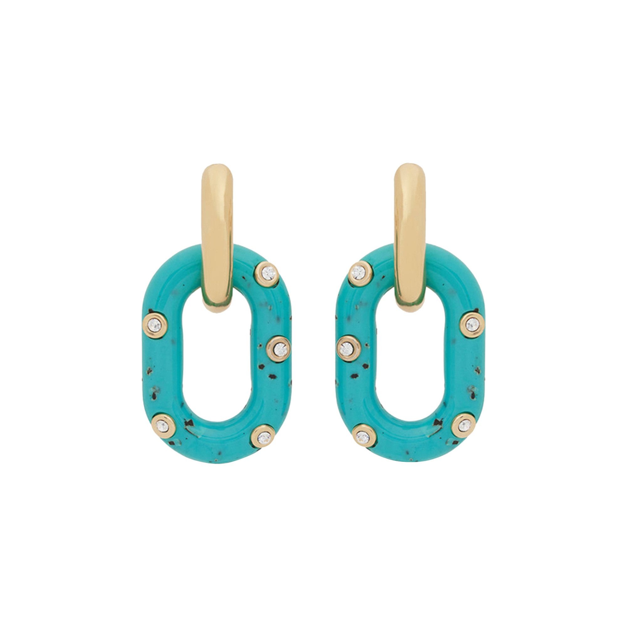 Rabanne XL Link Earrings 'Gold/Turquoise' - 1