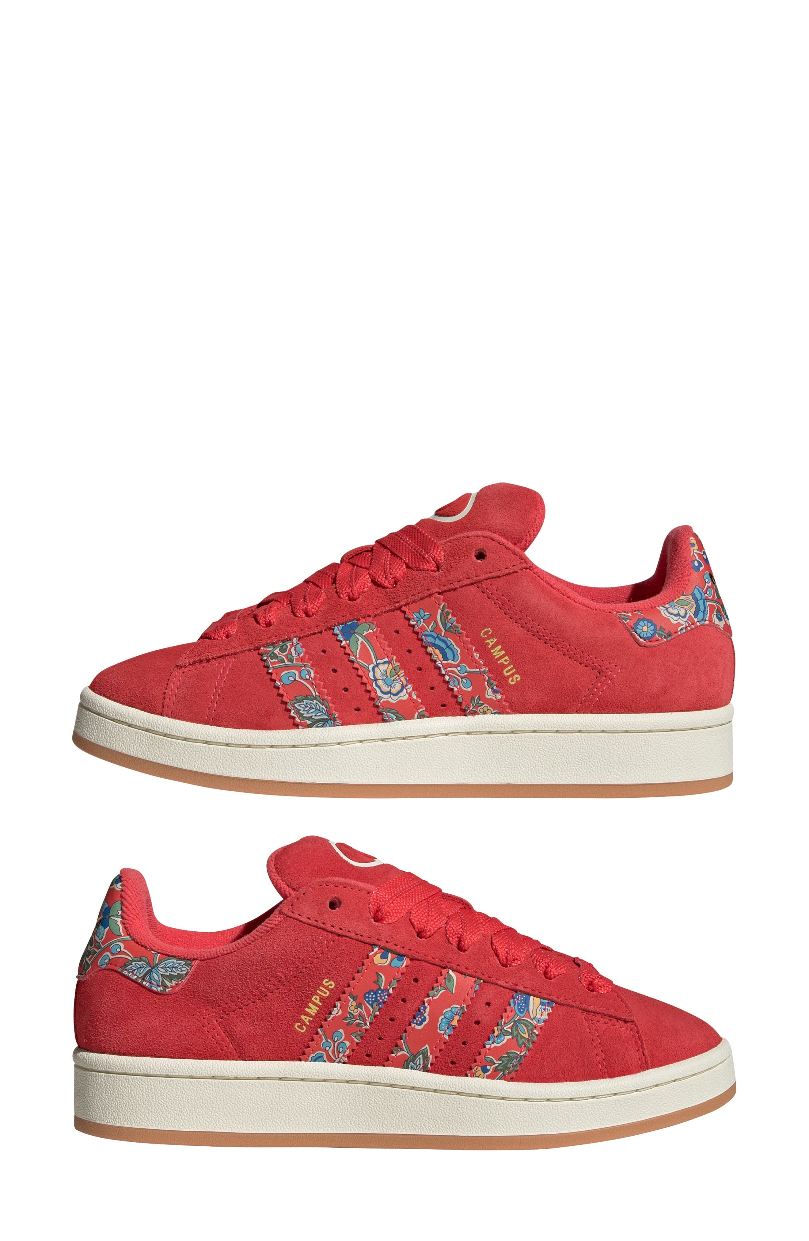 adidas x Liberty London Campus 00s Sneaker in Lucid Red/Cream White/Gold at Nordstrom - 9