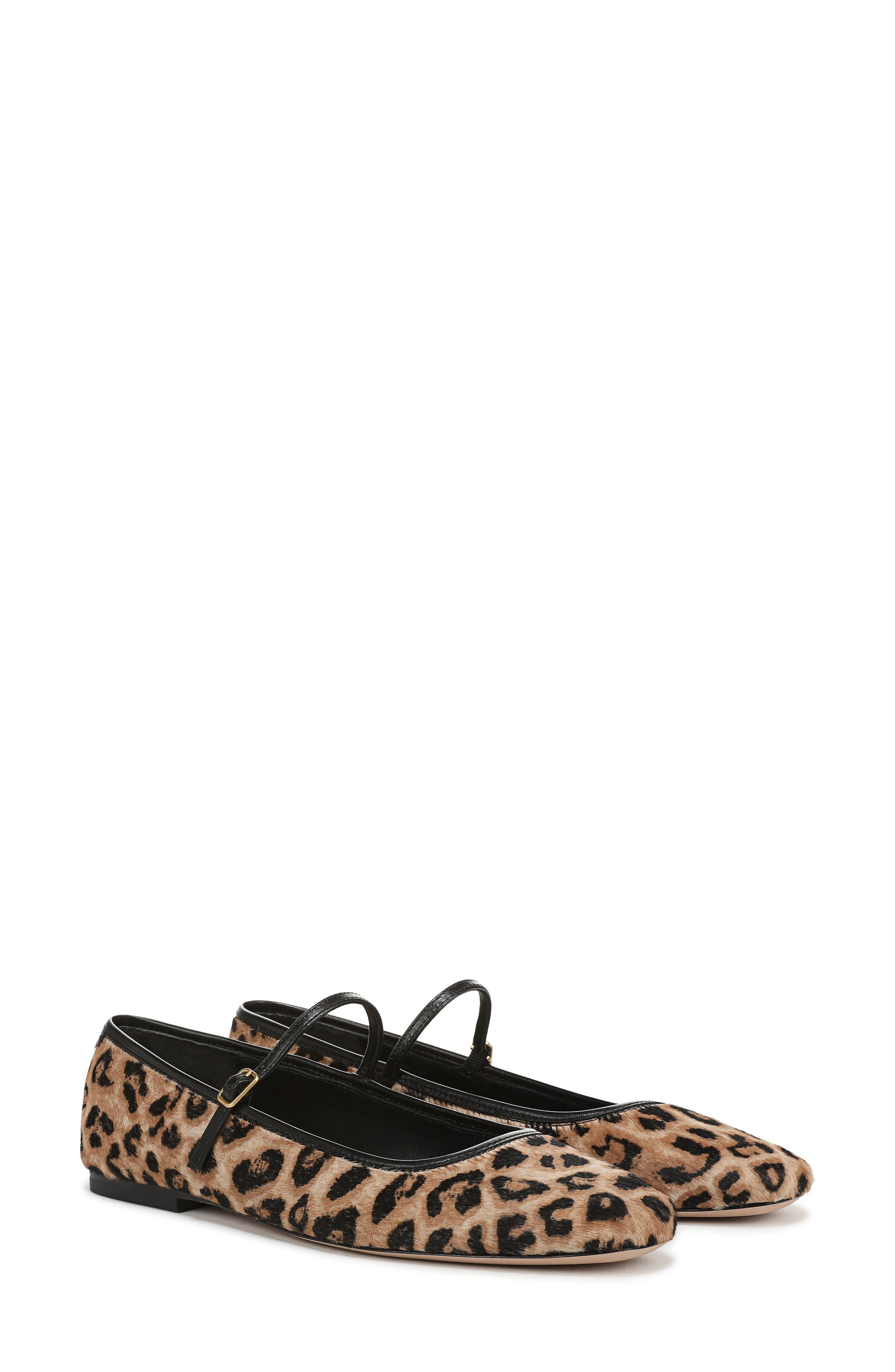 Veronica Beard Ellie Genuine Calf Hair Mary Jane Flat in Leopard/Black at Nordstrom - 8