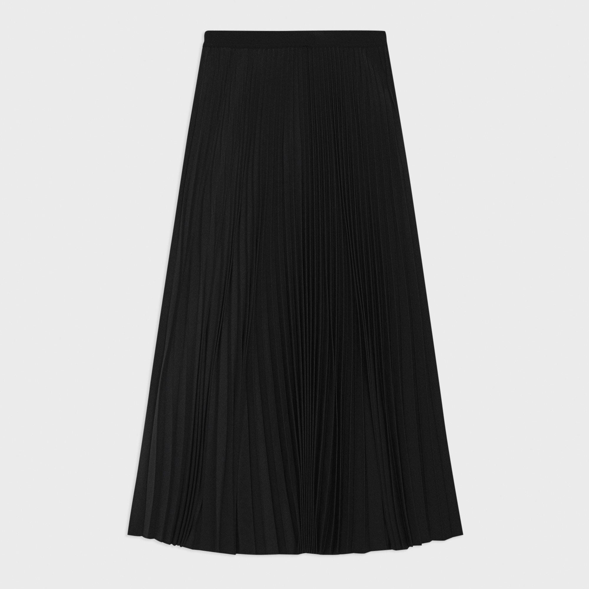 Pleated Pull-On Skirt in Stretch Wool-Blend - 1