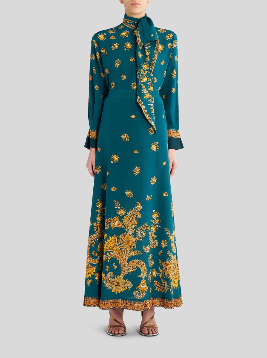LEAFY PAISLEY SILK CRÊPE DE CHINE SKIRT - 3
