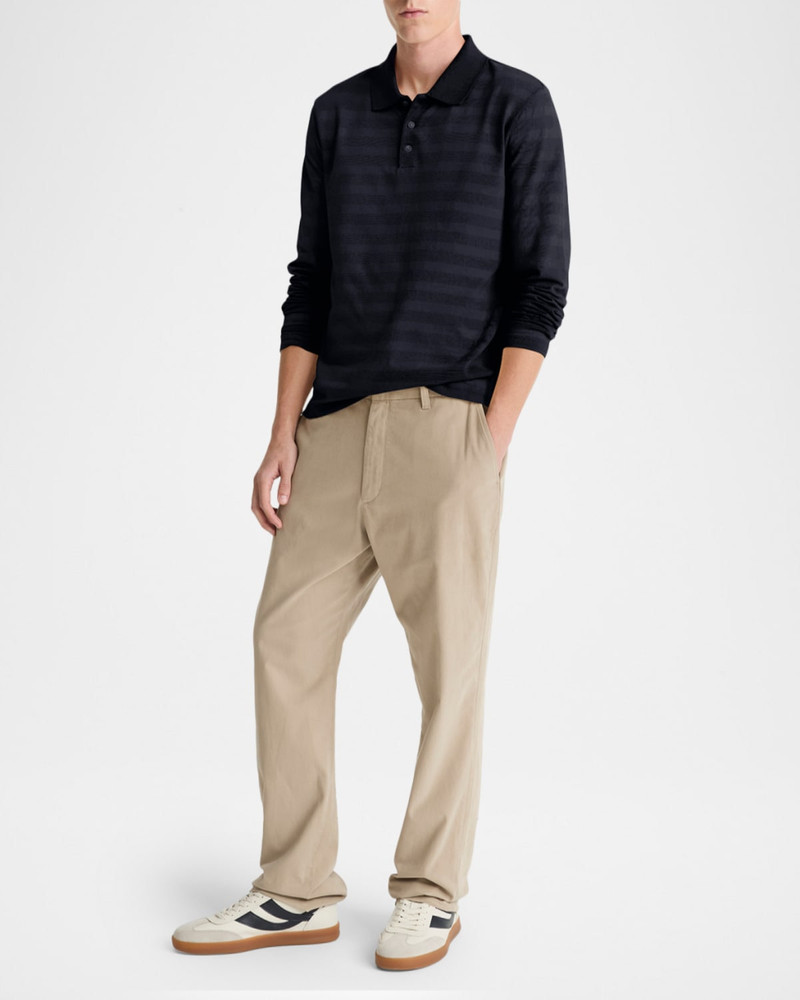 Vince Men's Jacquard Stripe Long-Sleeve Polo Shirt outlook