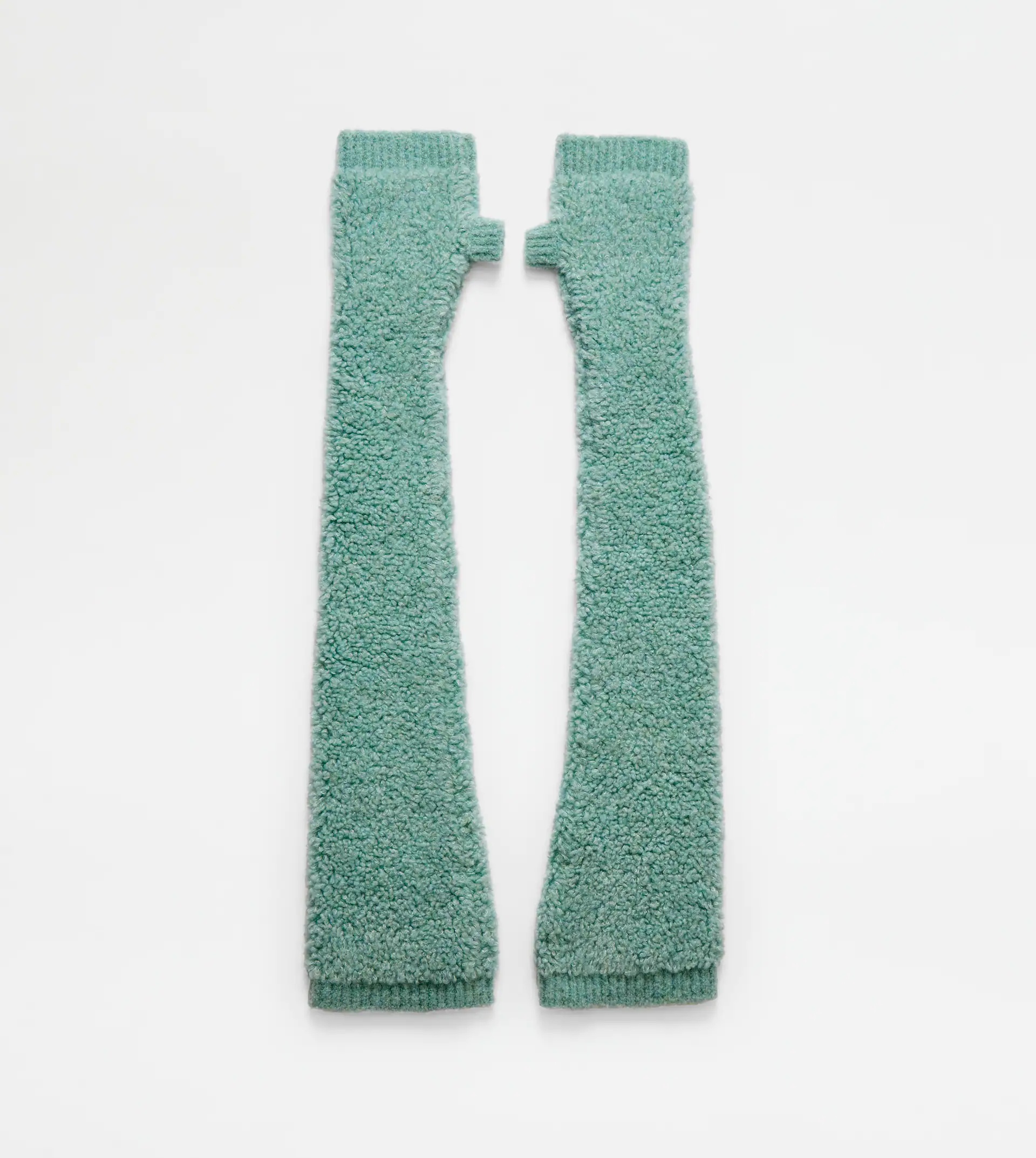 LONG GLOVES IN BOUCLÉ KNIT - GREEN - 2