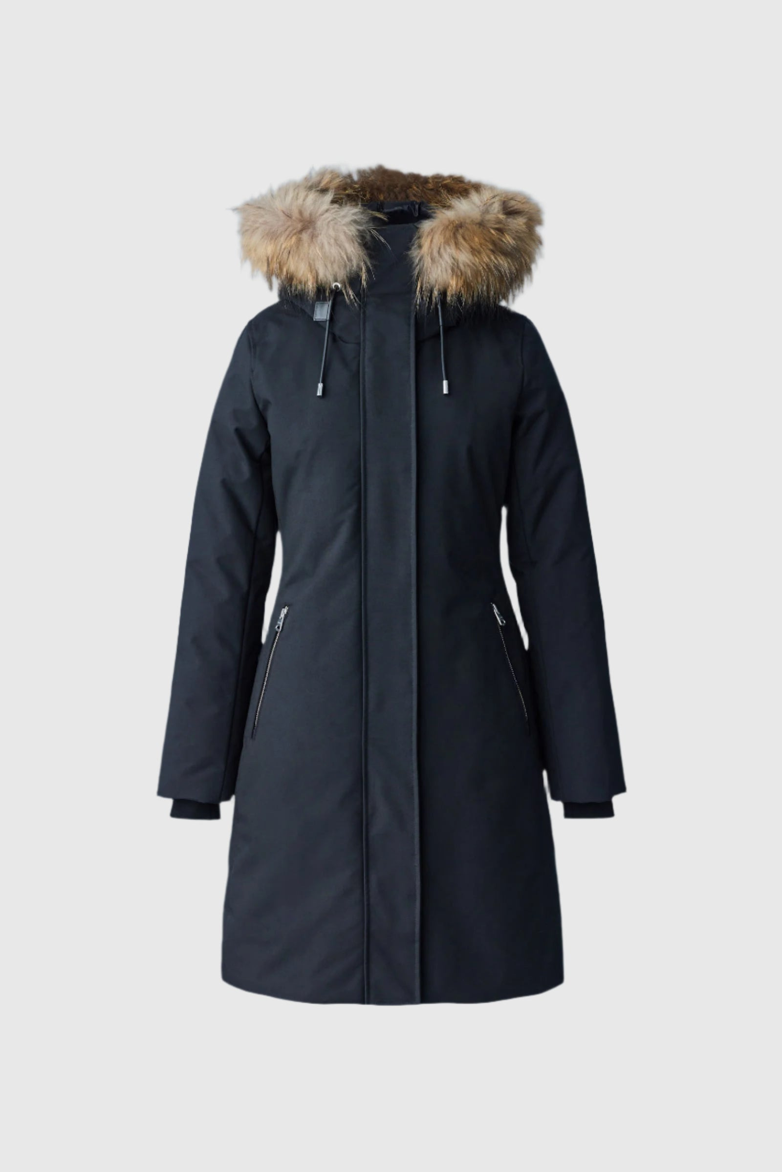 SHILOH 2-IN-1 fitted down coat with removable bib and natural fur - 1