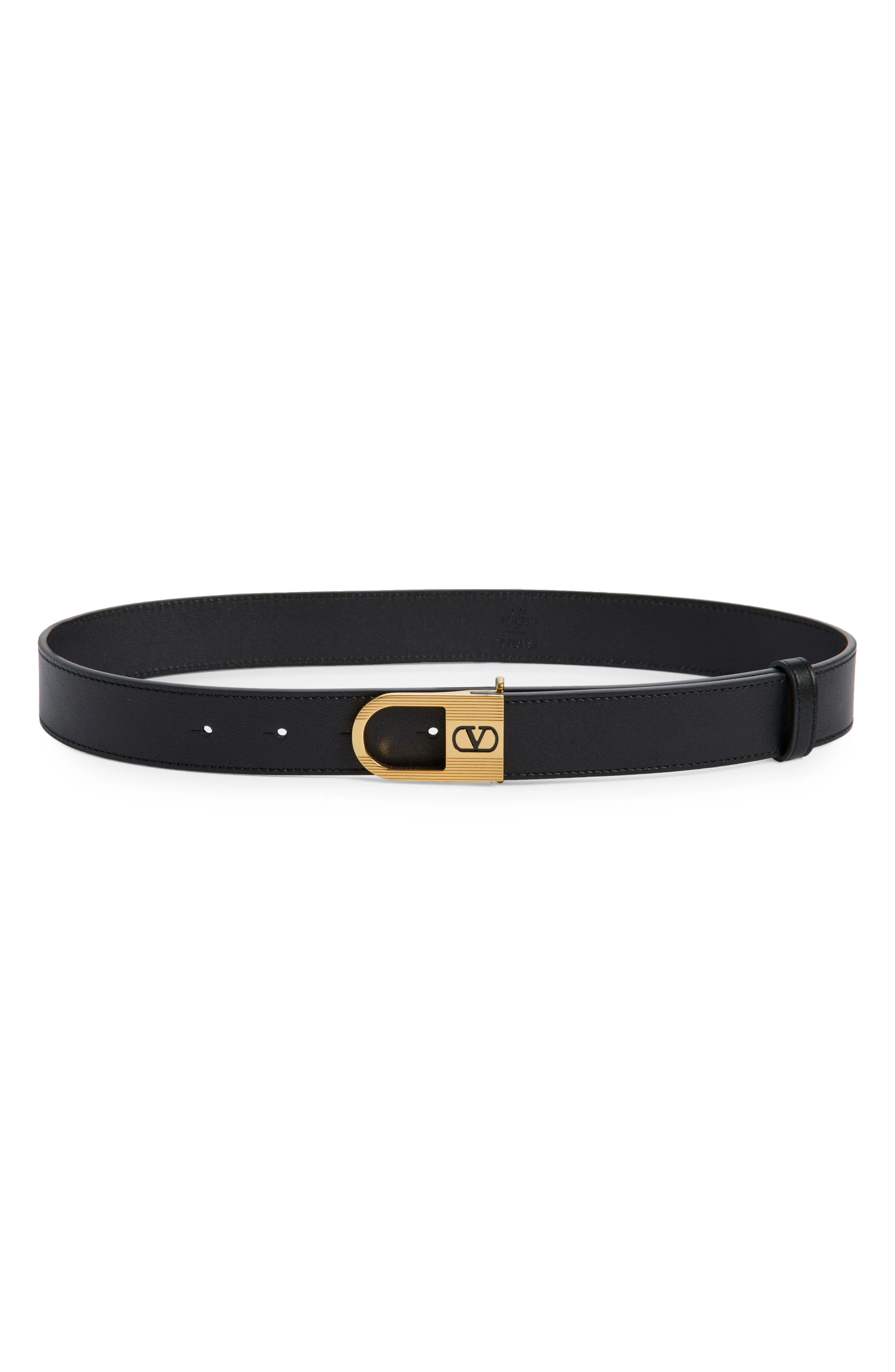 Valentino Garavani VLogo Signature Leather Belt in Nero at Nordstrom - 1