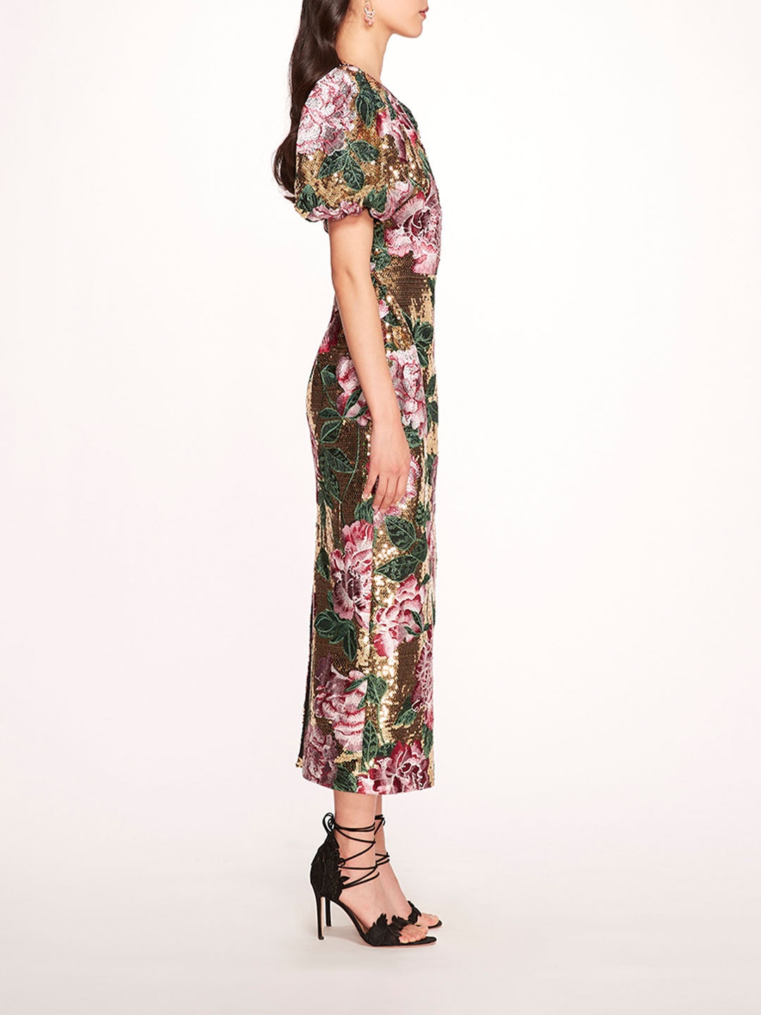 BUBBLE SLEEVE SEQUIN MIDI DRESS - 3