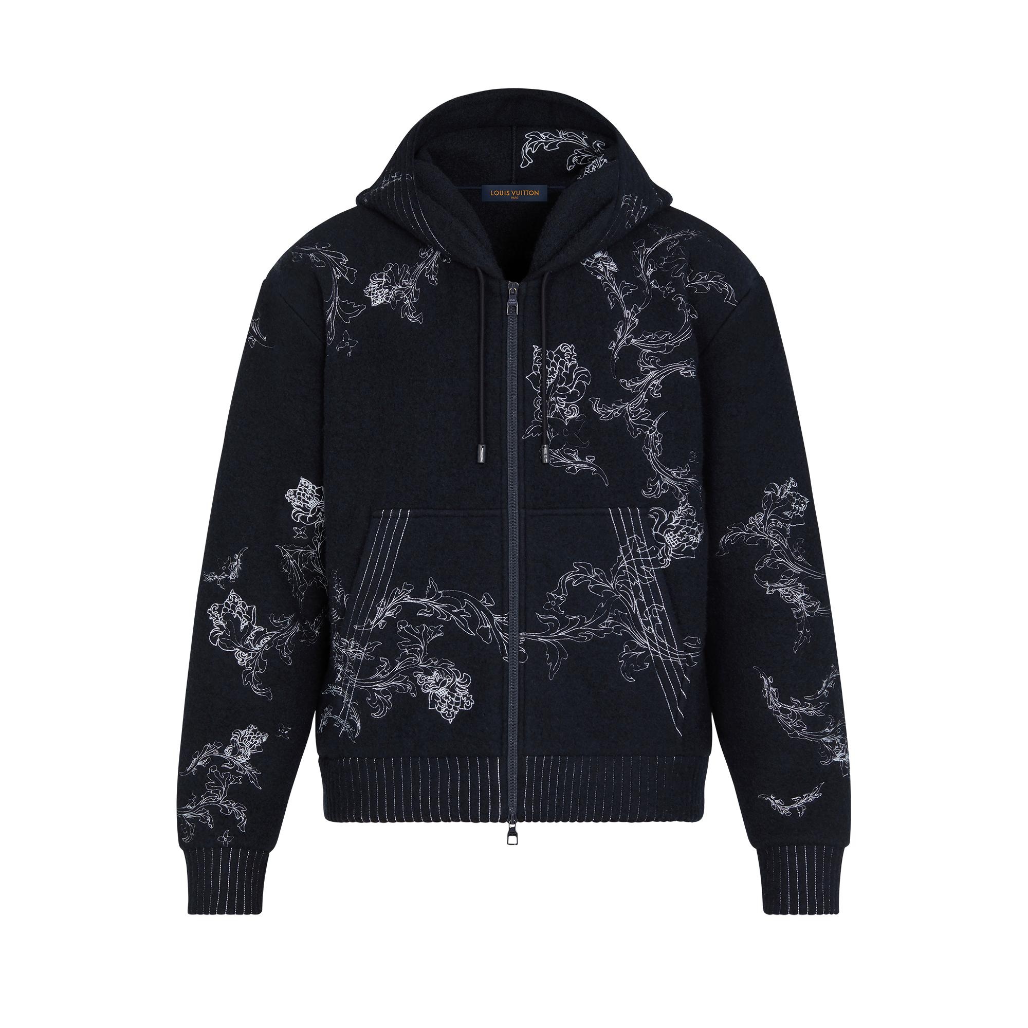 Embroidered LV Flower Zip-Through Hoodie - 1