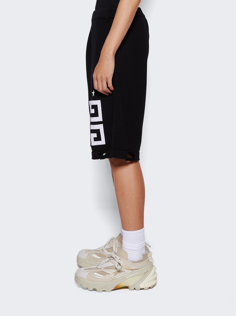 4G Stars Knit Bermuda Shorts Black and White - 4