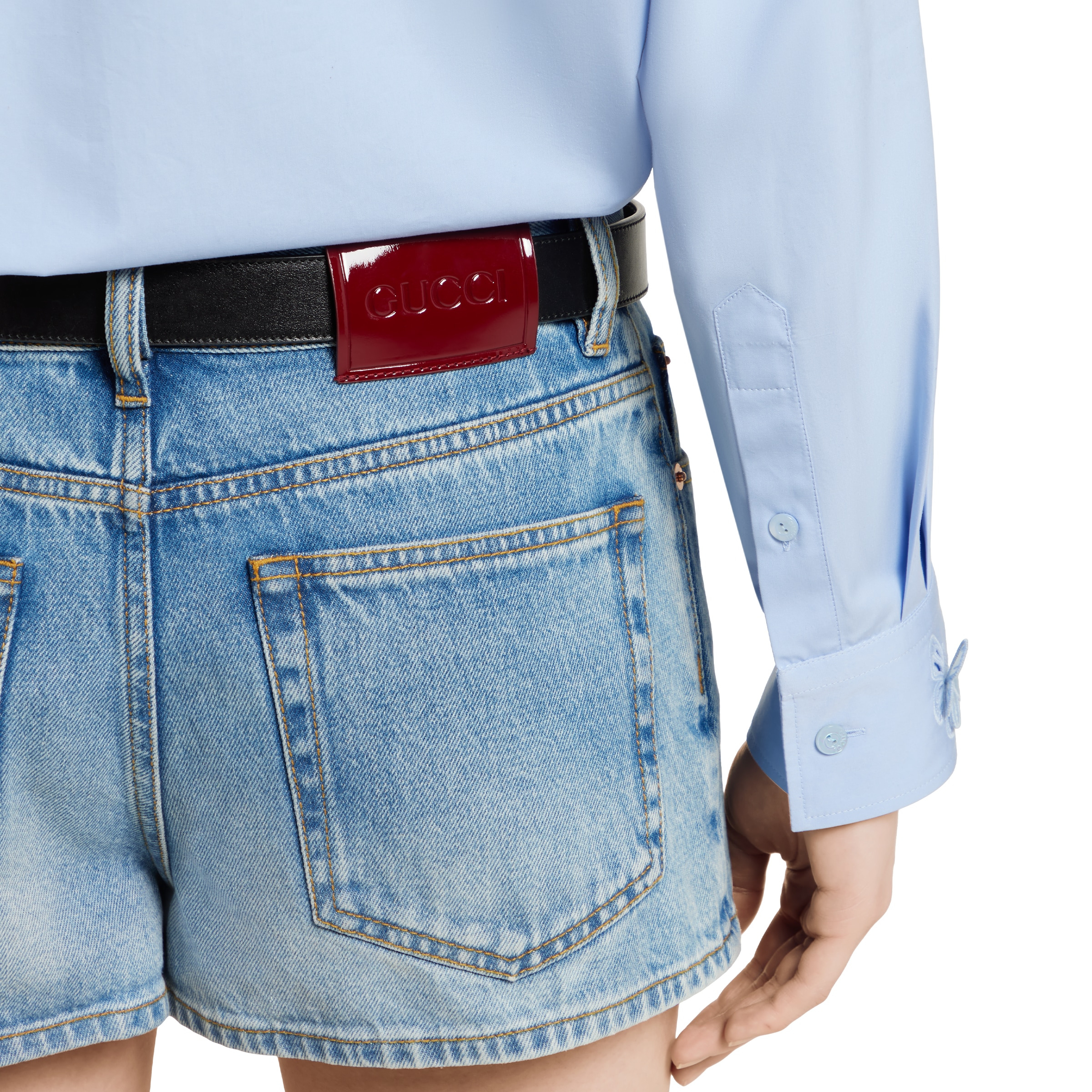 Stonewashed denim shorts - 5