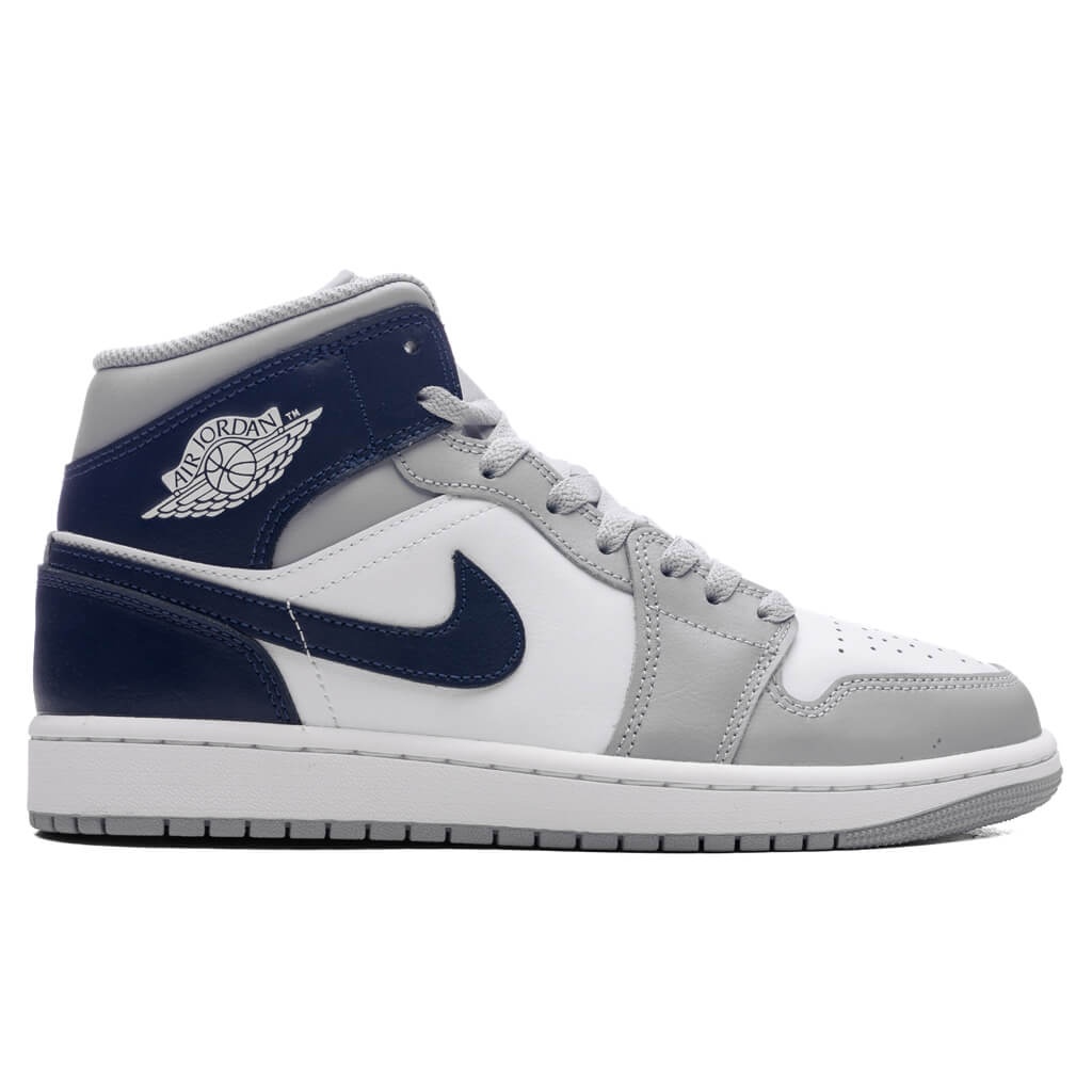 AIR JORDAN 1 MID - WHITE/MIDNIGHT NAVY/WOLF GREY - 1