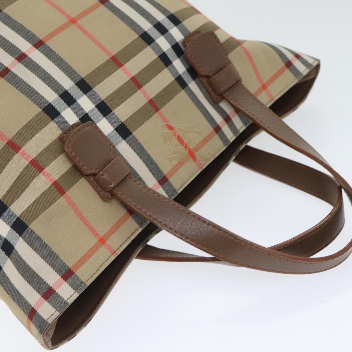 Burberry Nova Check Tote Bag Canvas Leather Beige Brown Gold - 6
