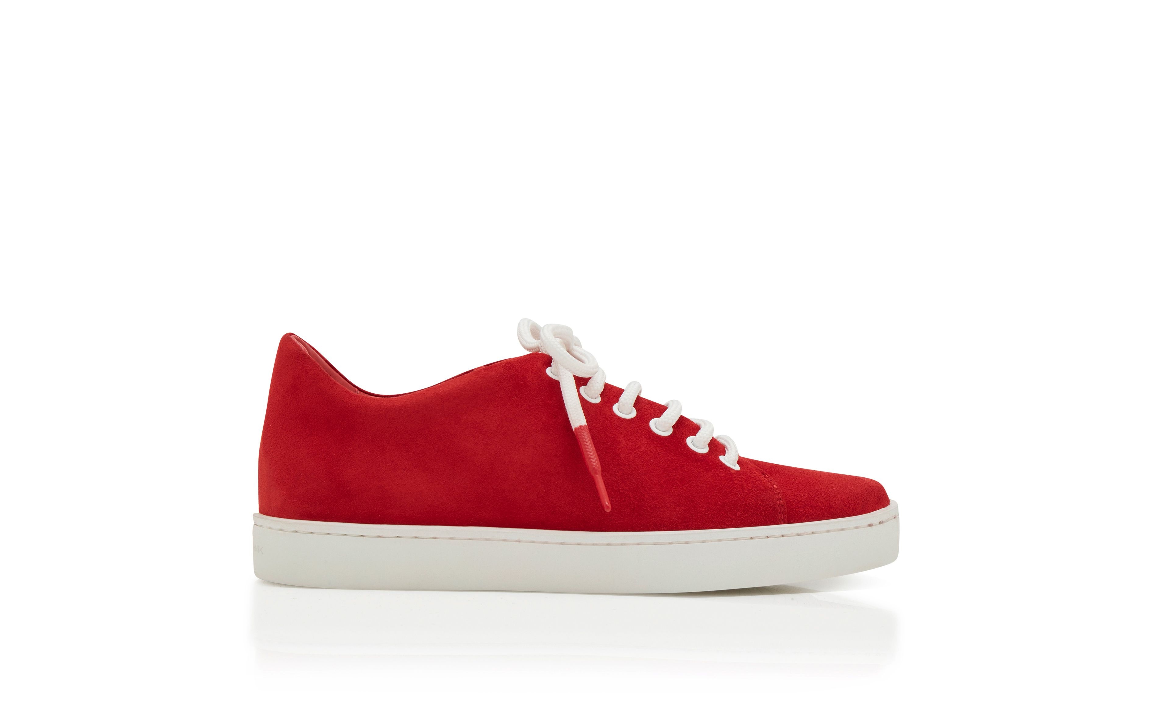 Red Suede Low Cut Sneakers - 1