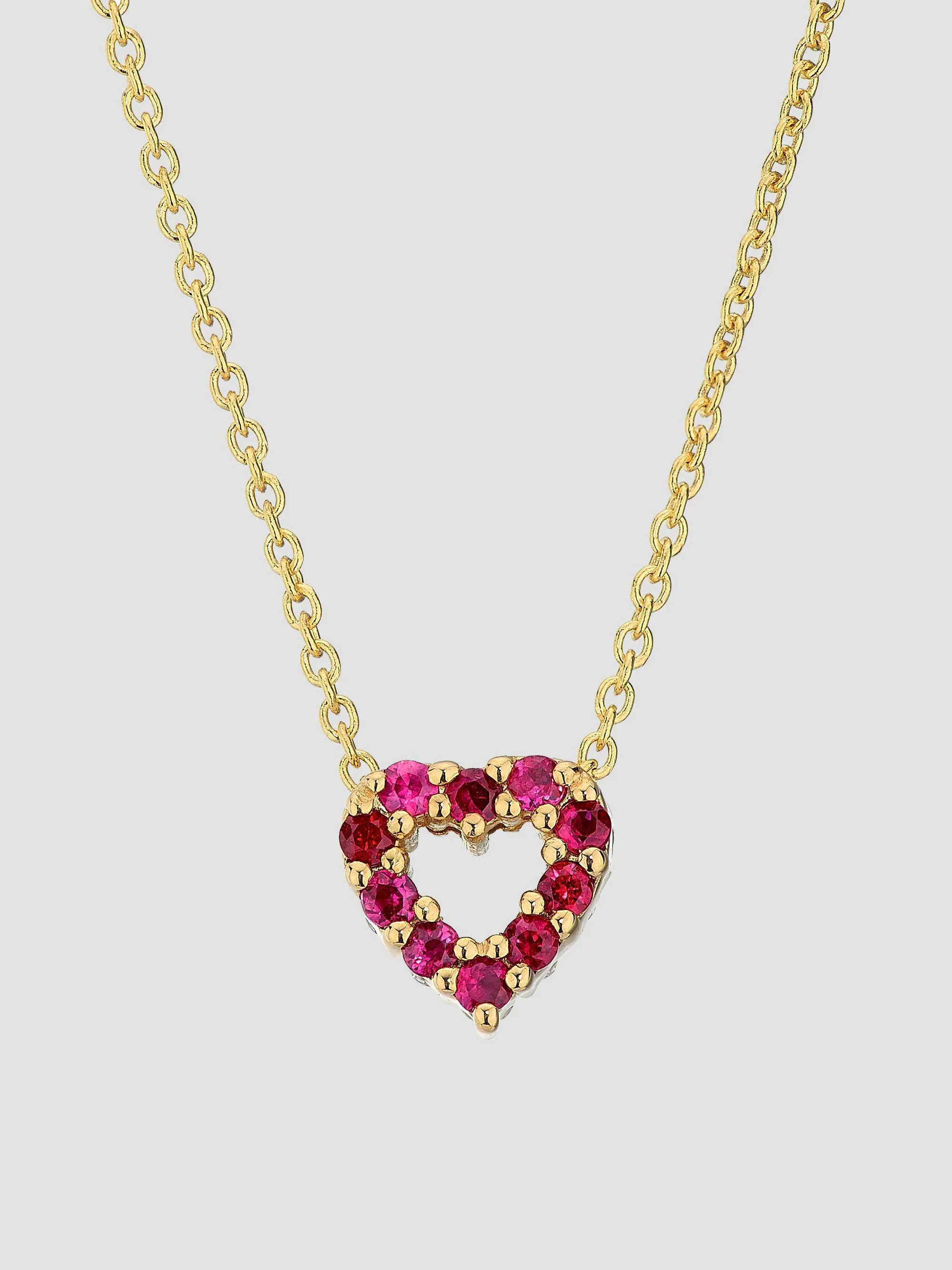 Women's Double-Sided Heart 18K Yellow Gold, Pink Sapphire & 0.10 TCW Diamond Pendant Necklace - Ruby - 1