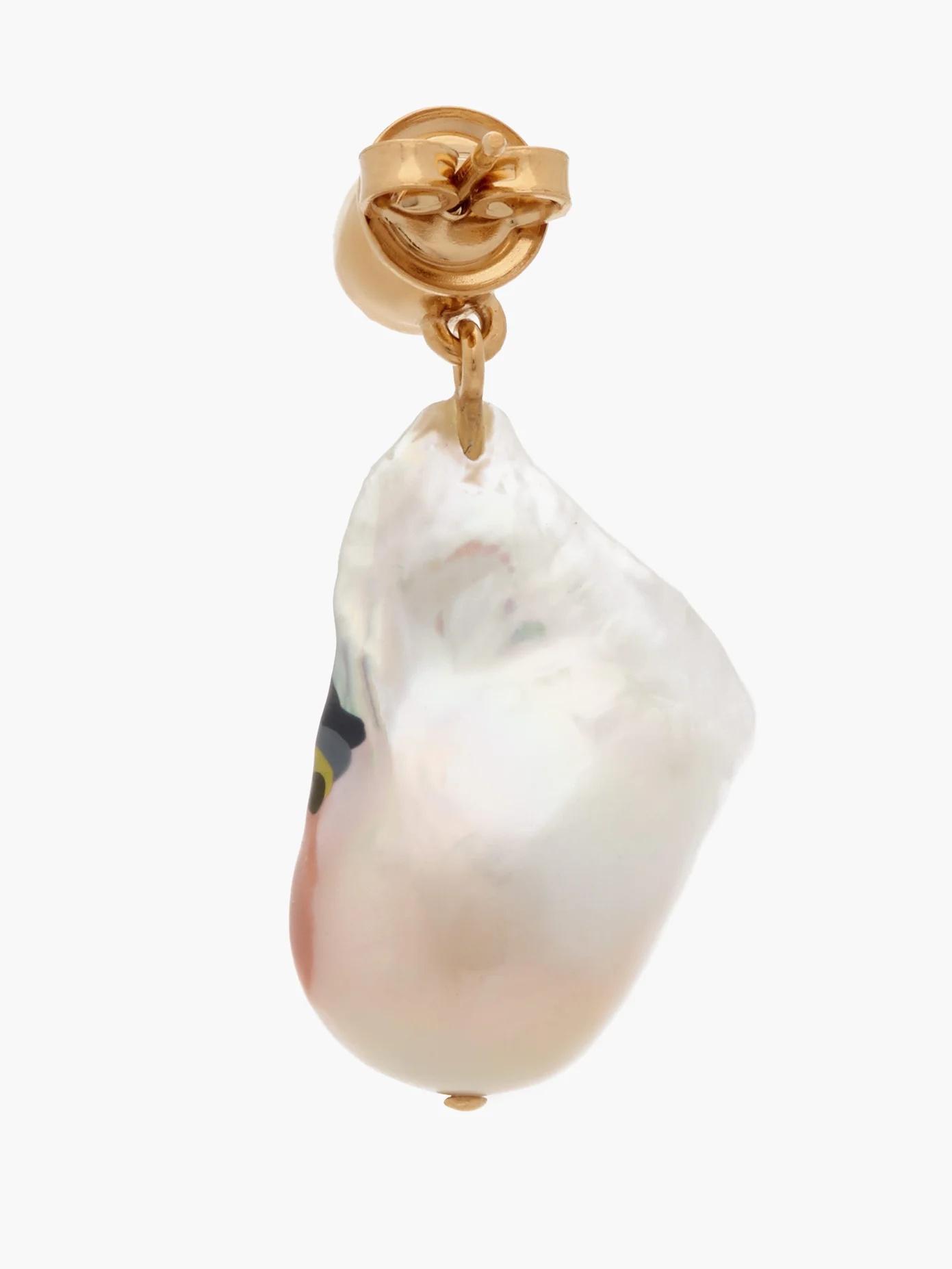 Hand-painted baroque-pearl single earring - 3