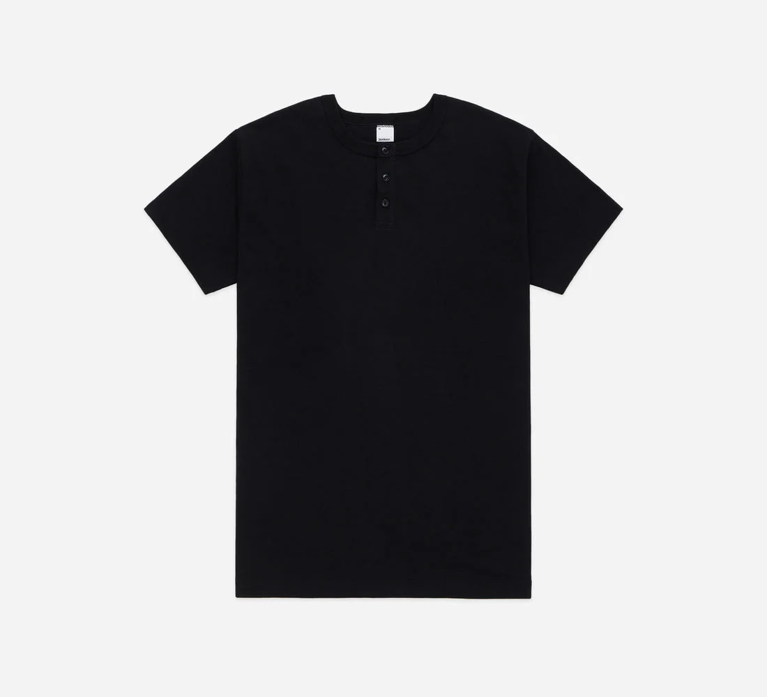 Short Sleeve Henley - Black - 1