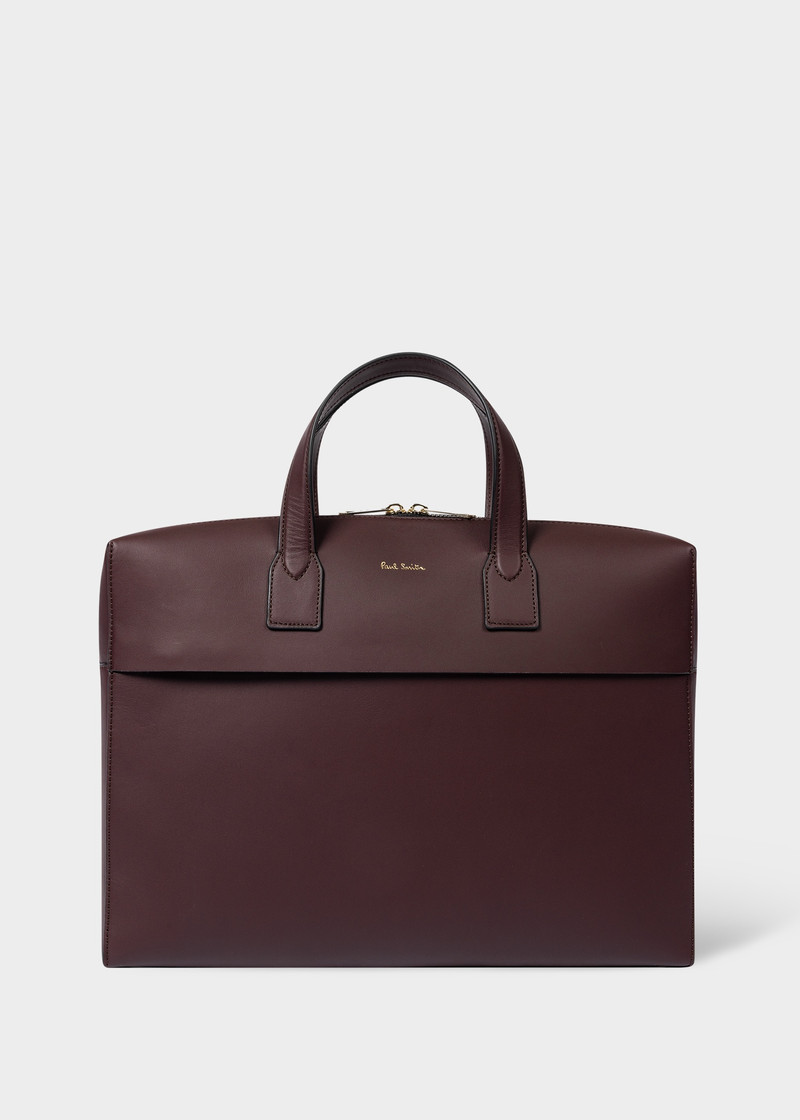 Signature Stripe Trim Burgundy Calf Leather Folio 1