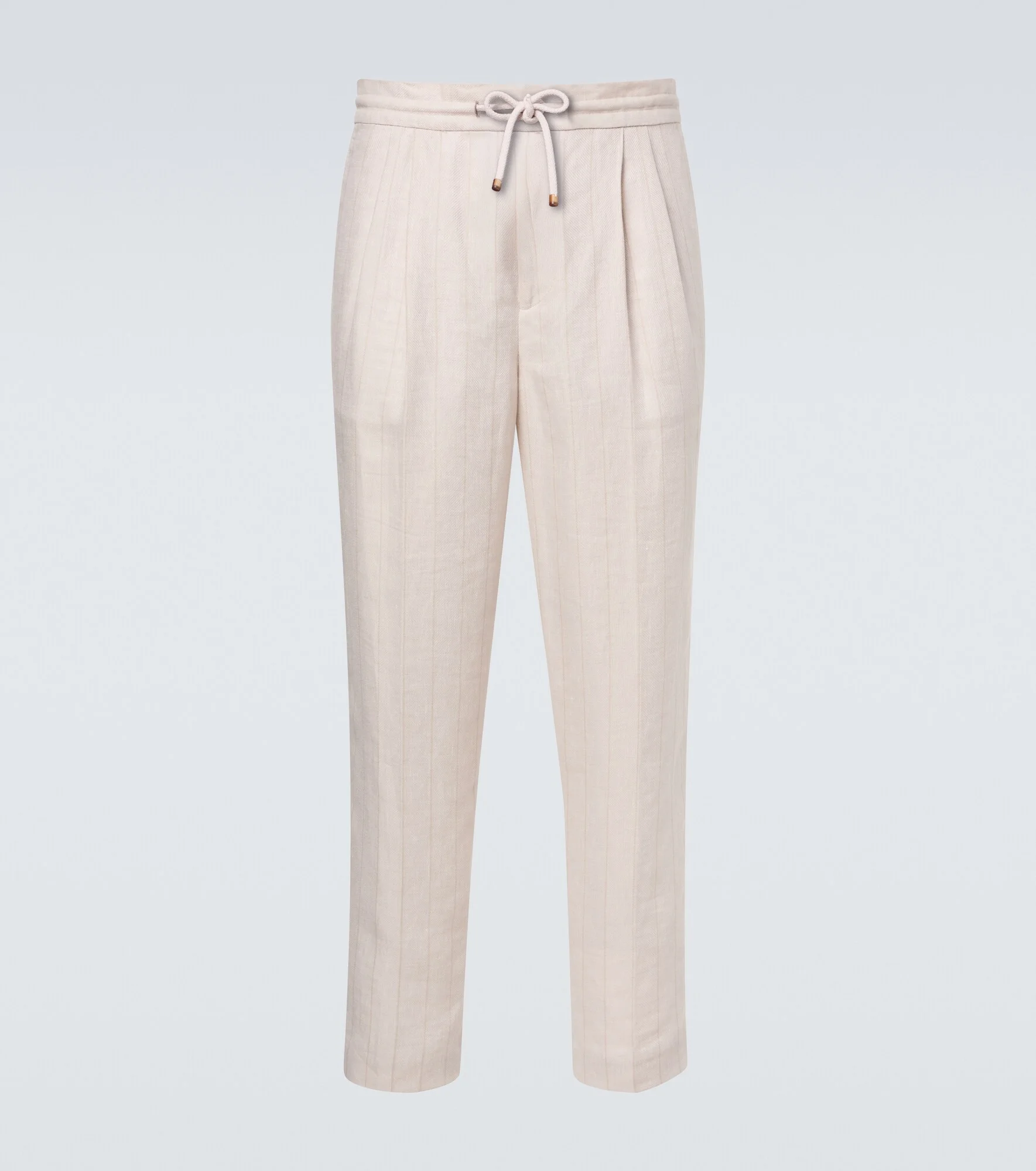 Striped linen and cotton straight pants - 1