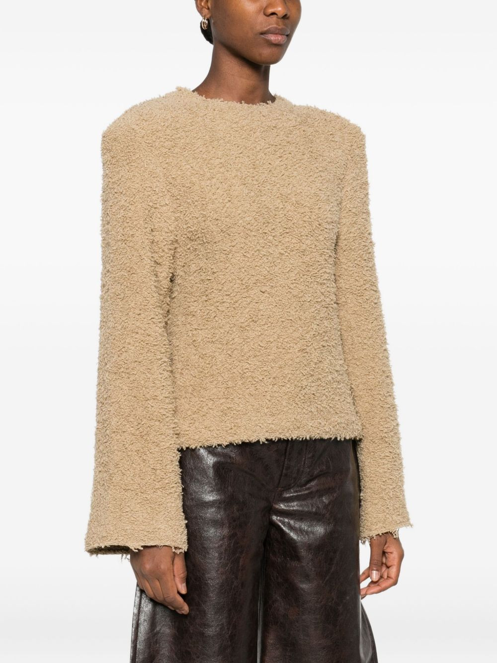 frayed-edge crew-neck sweater - 3