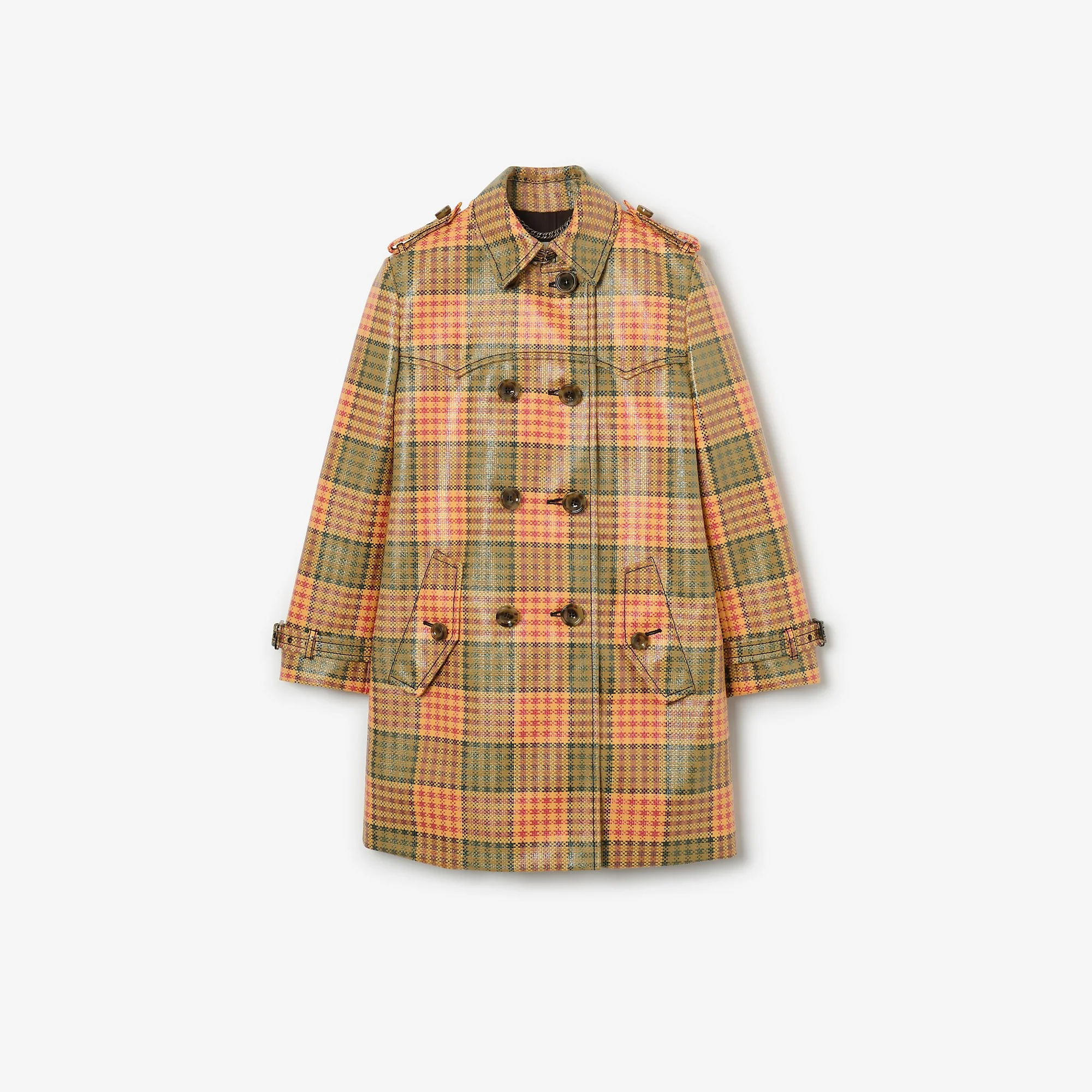 Short Check Coated Raffia-effect Summerside Trench Coat - 1