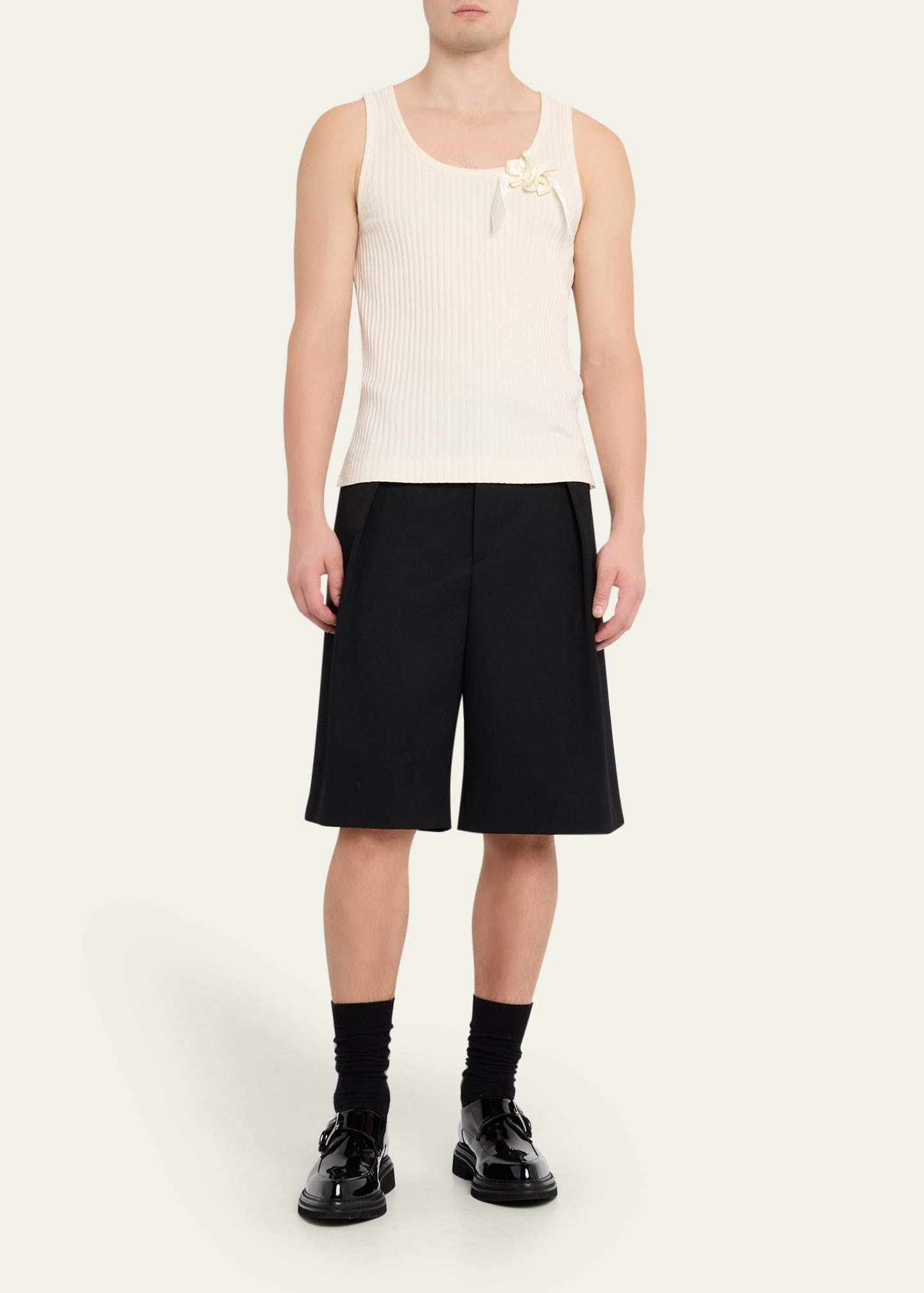 Men's Ribbon-Daisy Ribbed Sleeveless Racerback Shirt - 2
