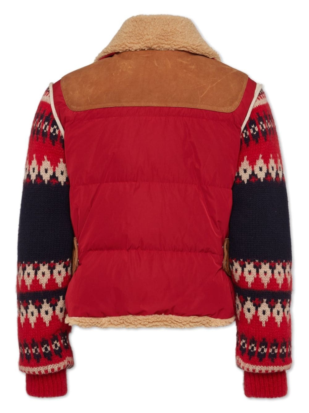 knitted-sleeves suede jacket - 2