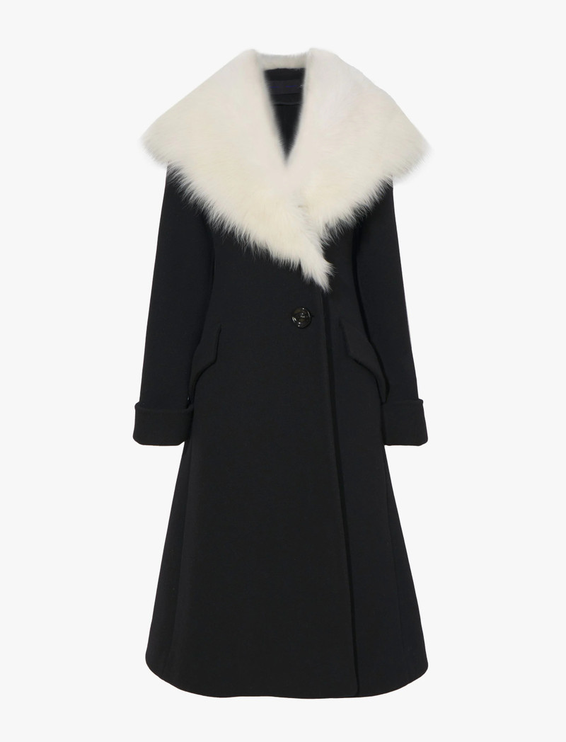 Double Face Wool Melton Shearling Lapel Coat 1