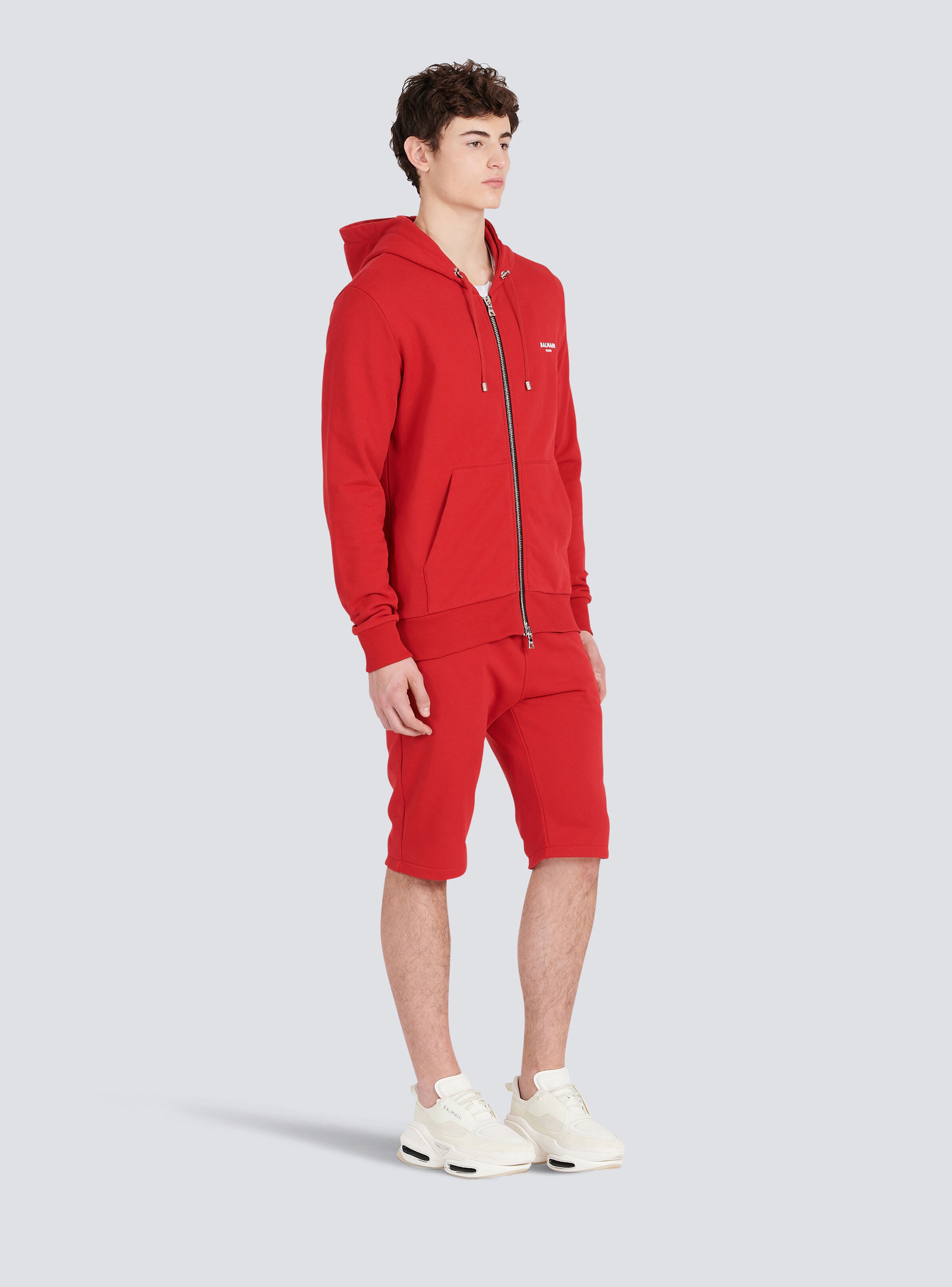 Eco-designed cotton sweatshirt with small flocked Balmain logo - 5