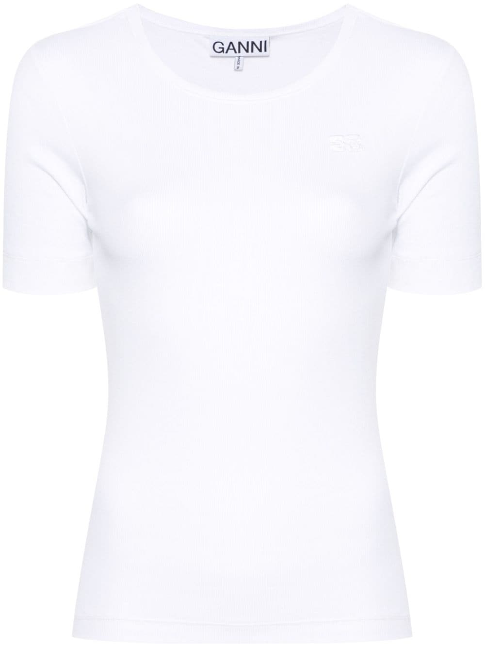 logo-embroidered ribbed T-shirt - 1