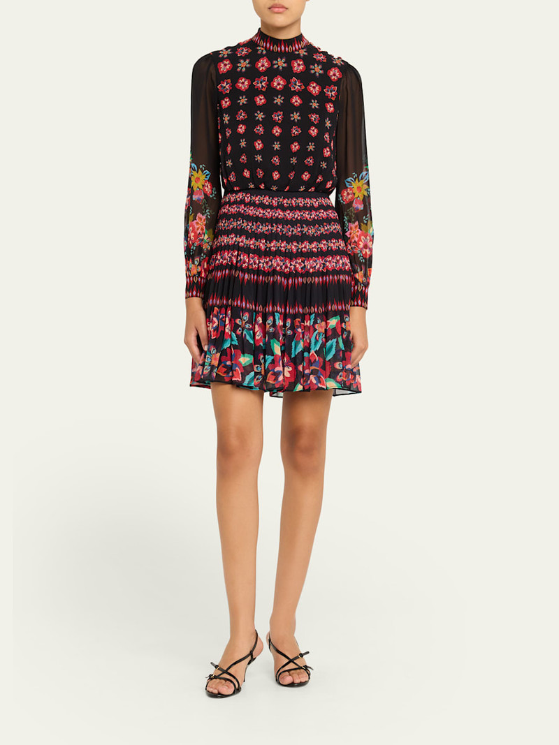 SALONI Isa Floral Silk Short Dress outlook