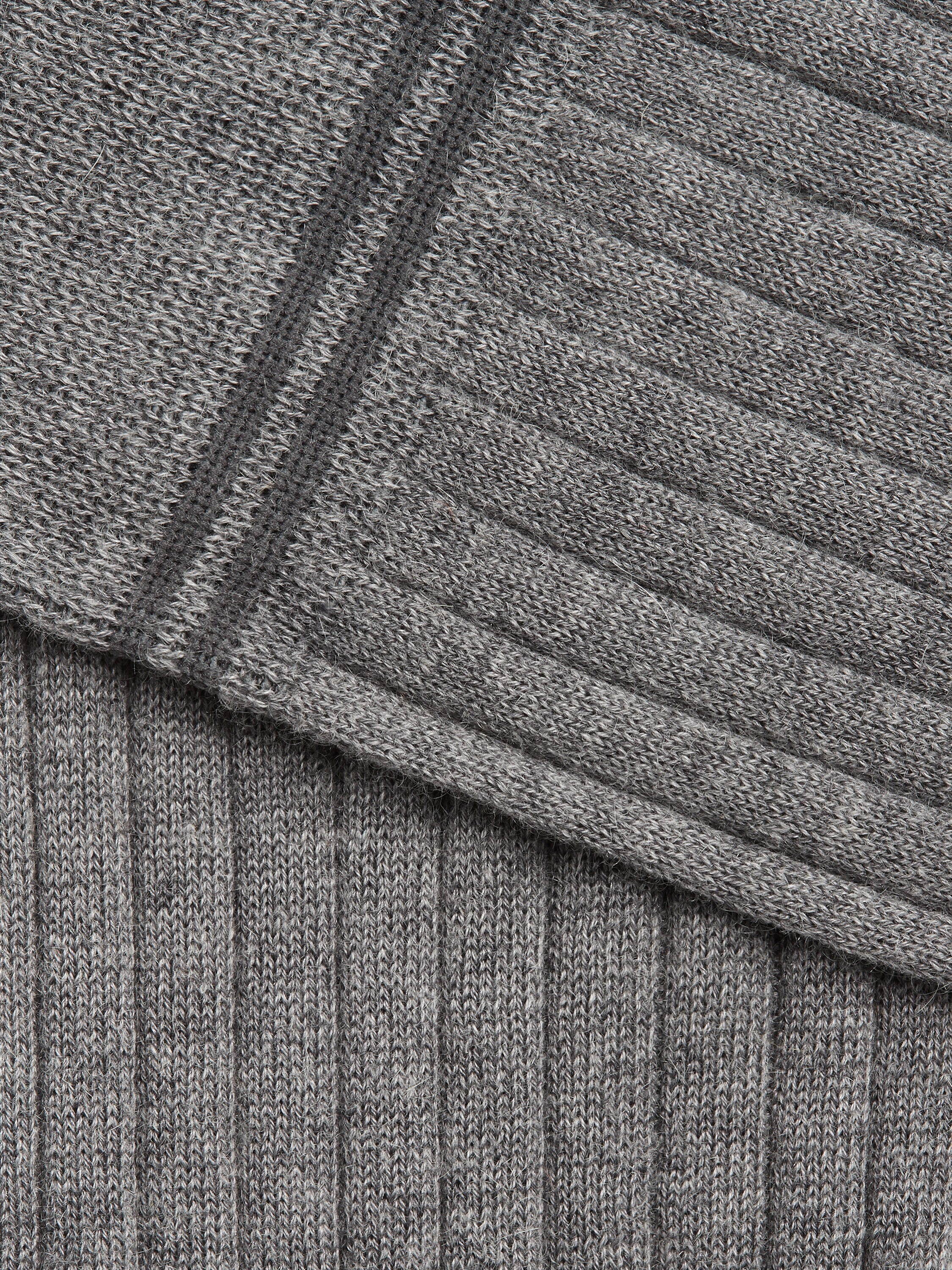 GREY MÉLANGE COTTON CASHMERE AND SILK BLEND SOCKS - 2
