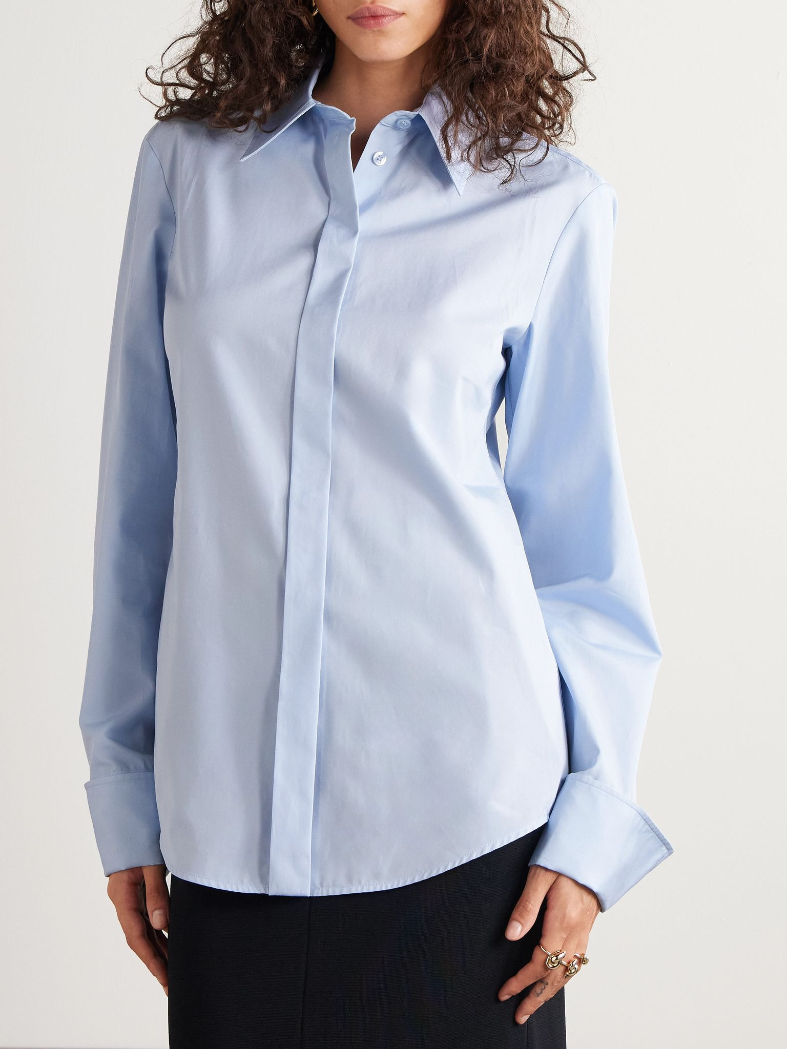 Cotton-poplin shirt Sky blue - 3