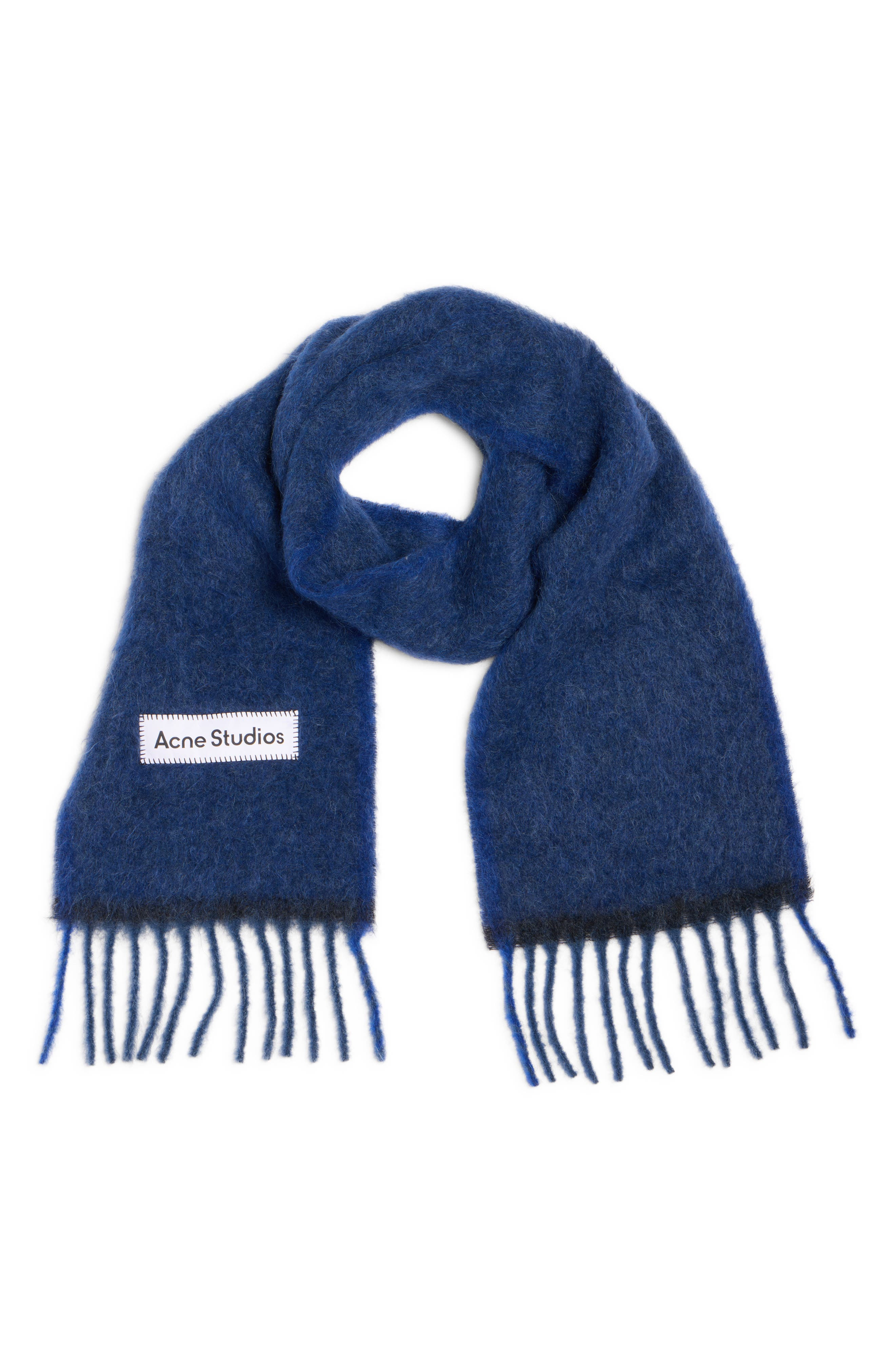Acne Studios Valley Fringe Scarf in Dark Navy/Black at Nordstrom - 3