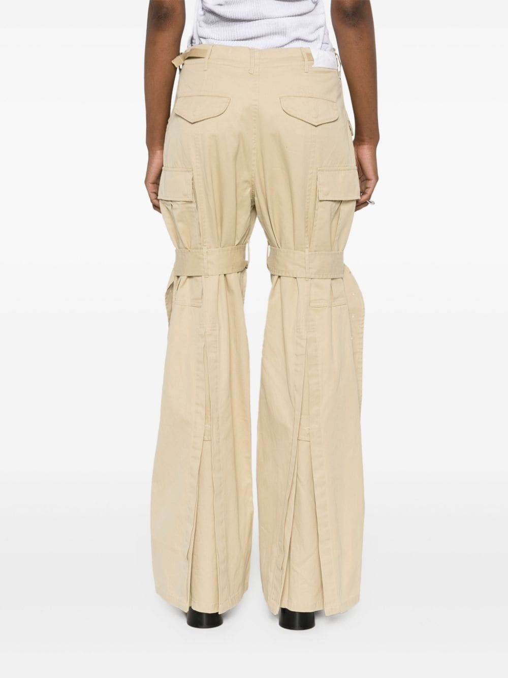 wide-leg cotton cargo trousers - 4