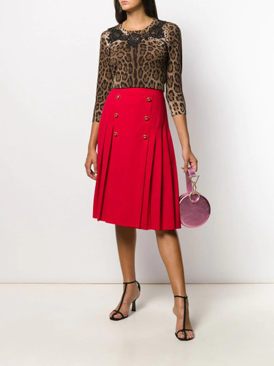 Dolce & Gabbana leopard print lace detailed top outlook