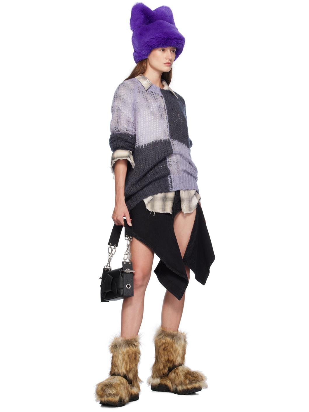 Purple & Gray Loose Sweater - 4
