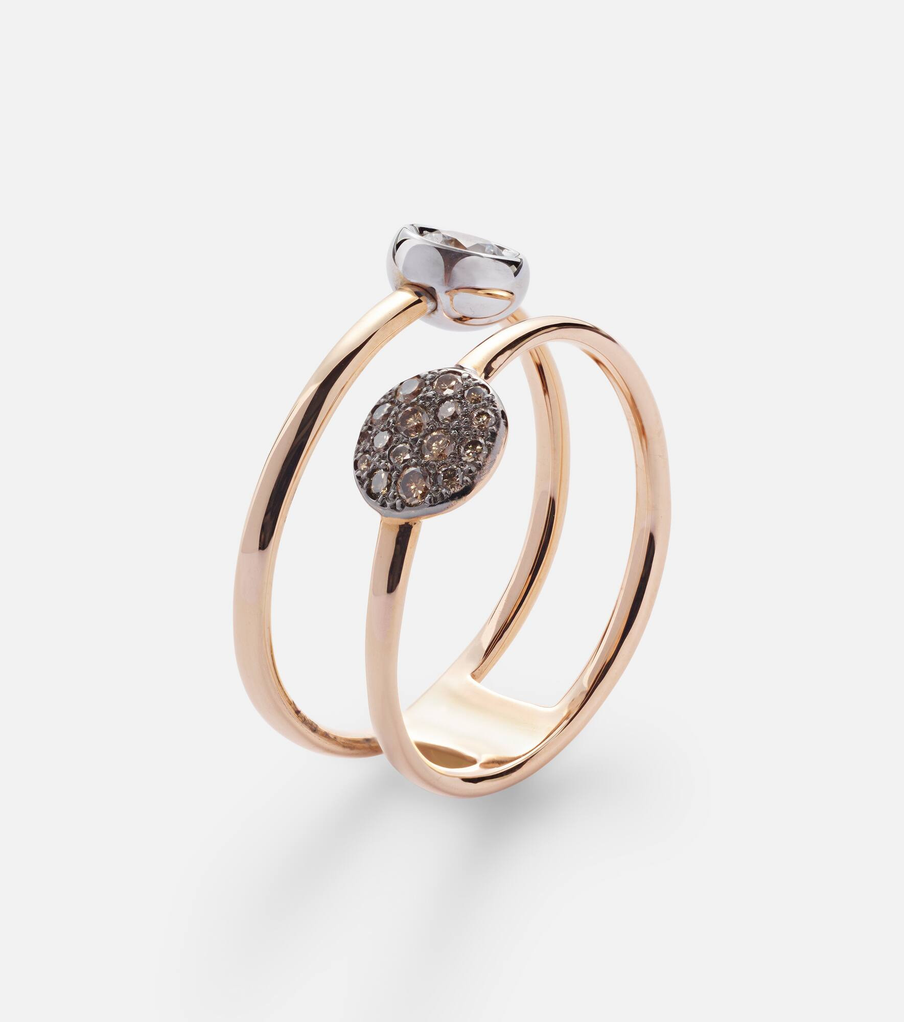 Sabbia 18kt gold double-ring with diamonds - 4